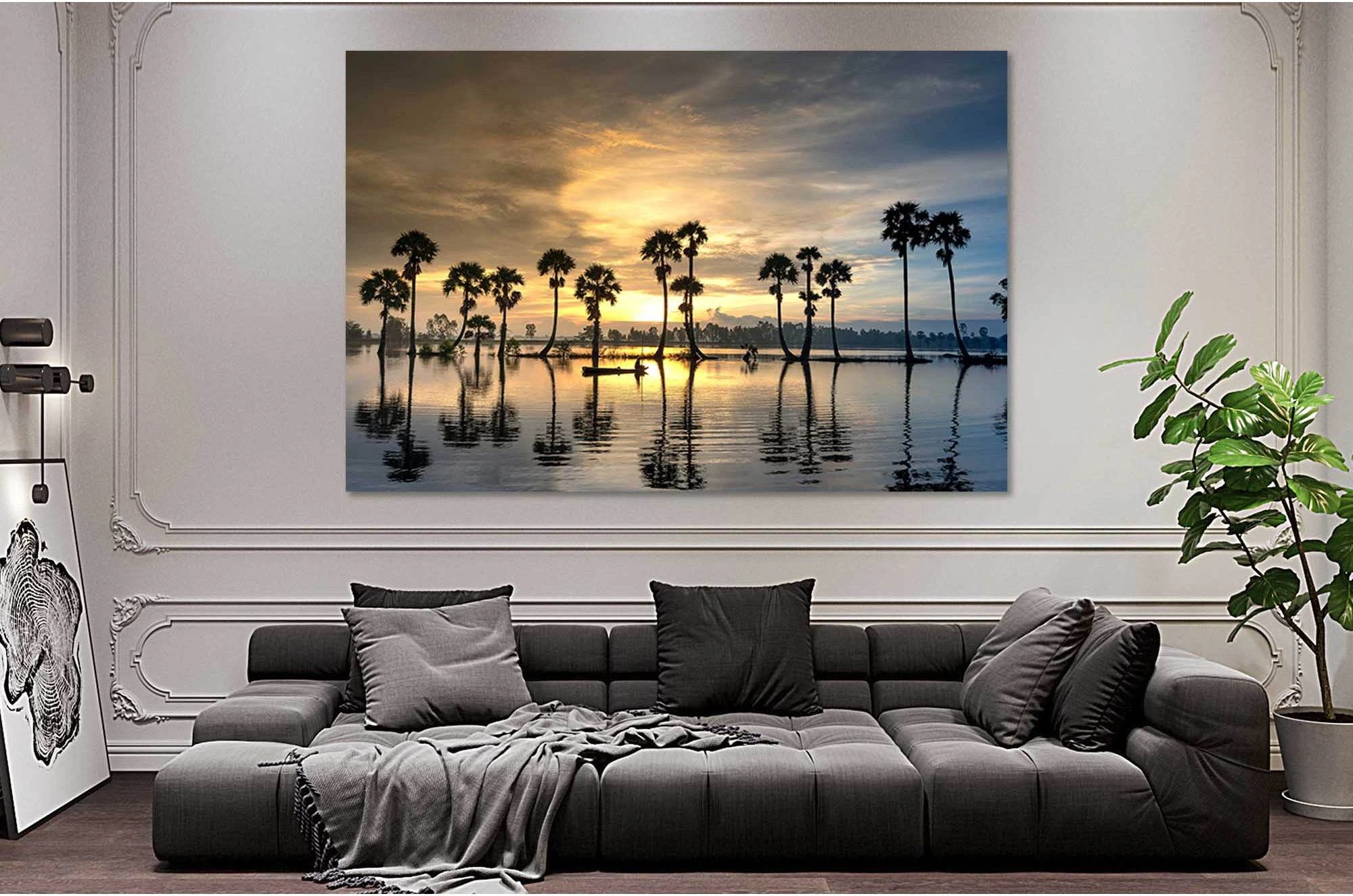 Dawn over the river №D2033 Ready to Hang Canvas Print - Zellart Canvas Prints 0new, ALL_Products, Sunrise & sunset wall art