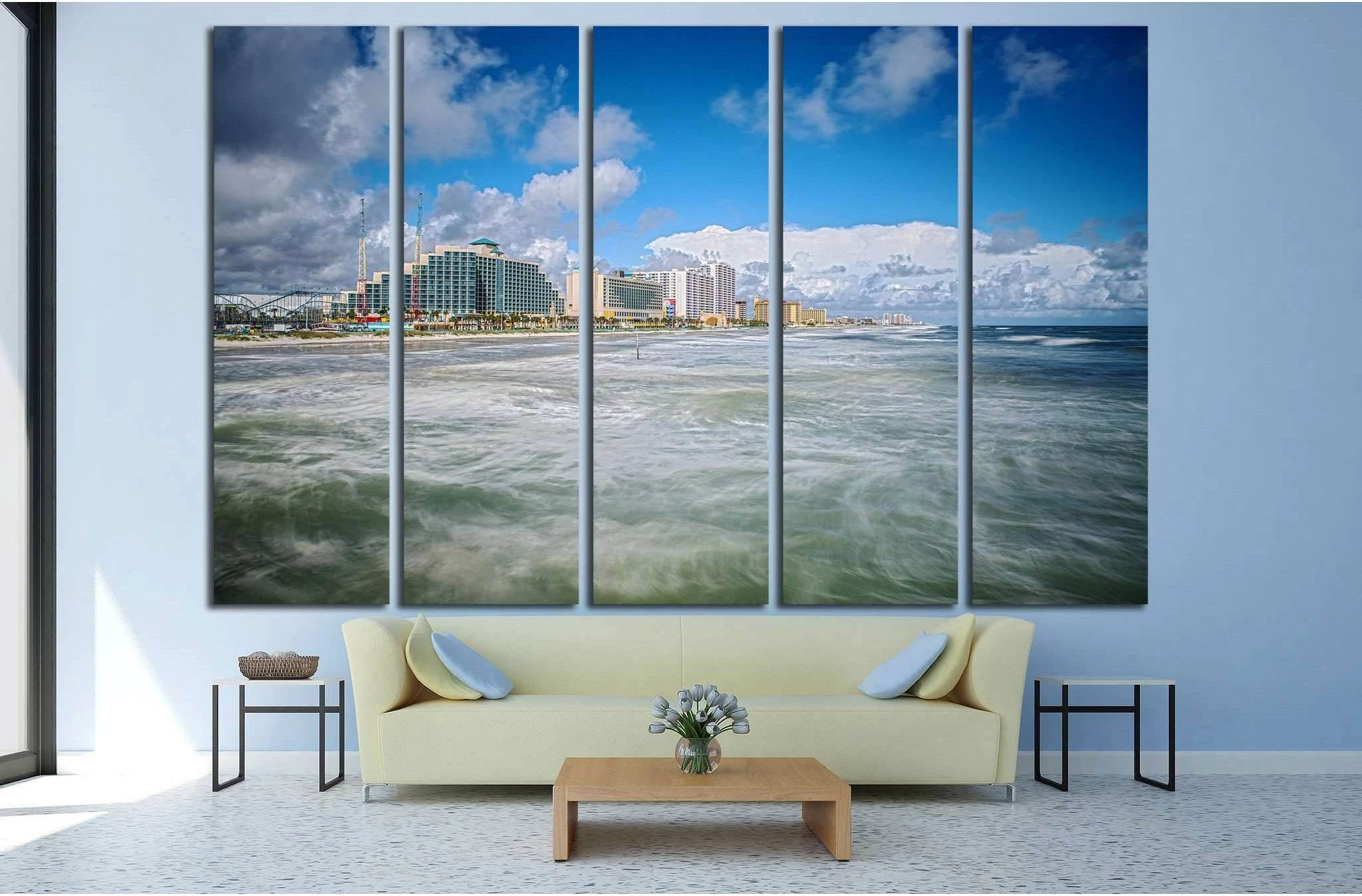 Daytona Beach Florida from Sunglow Fishing Pier №1299 Ready to Hang Canvas Print - Zellart Canvas Prints ALL_Products, s-1299