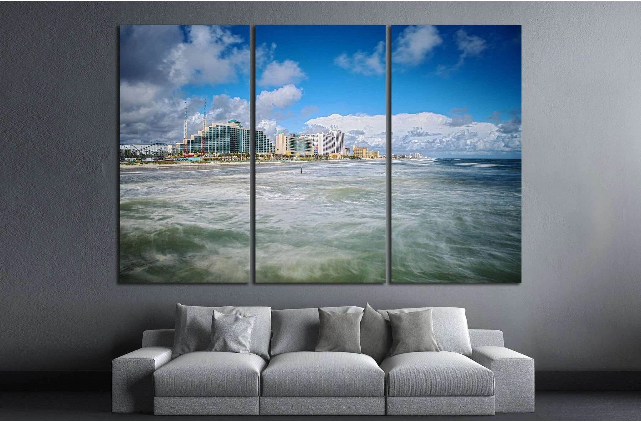 Daytona Beach Florida from Sunglow Fishing Pier №1299 Ready to Hang Canvas Print - Zellart Canvas Prints ALL_Products, s-1299