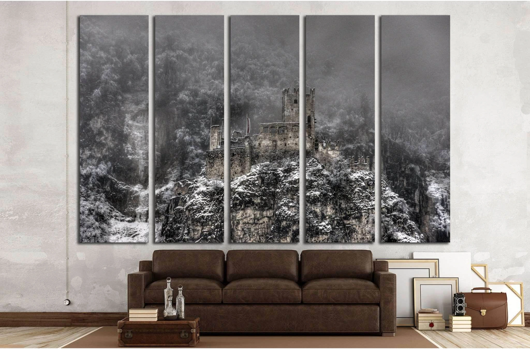 Decayed castle with clouds and snow №1790 Ready to Hang Canvas Print - Zellart Canvas Prints ALL_Products, s-1790