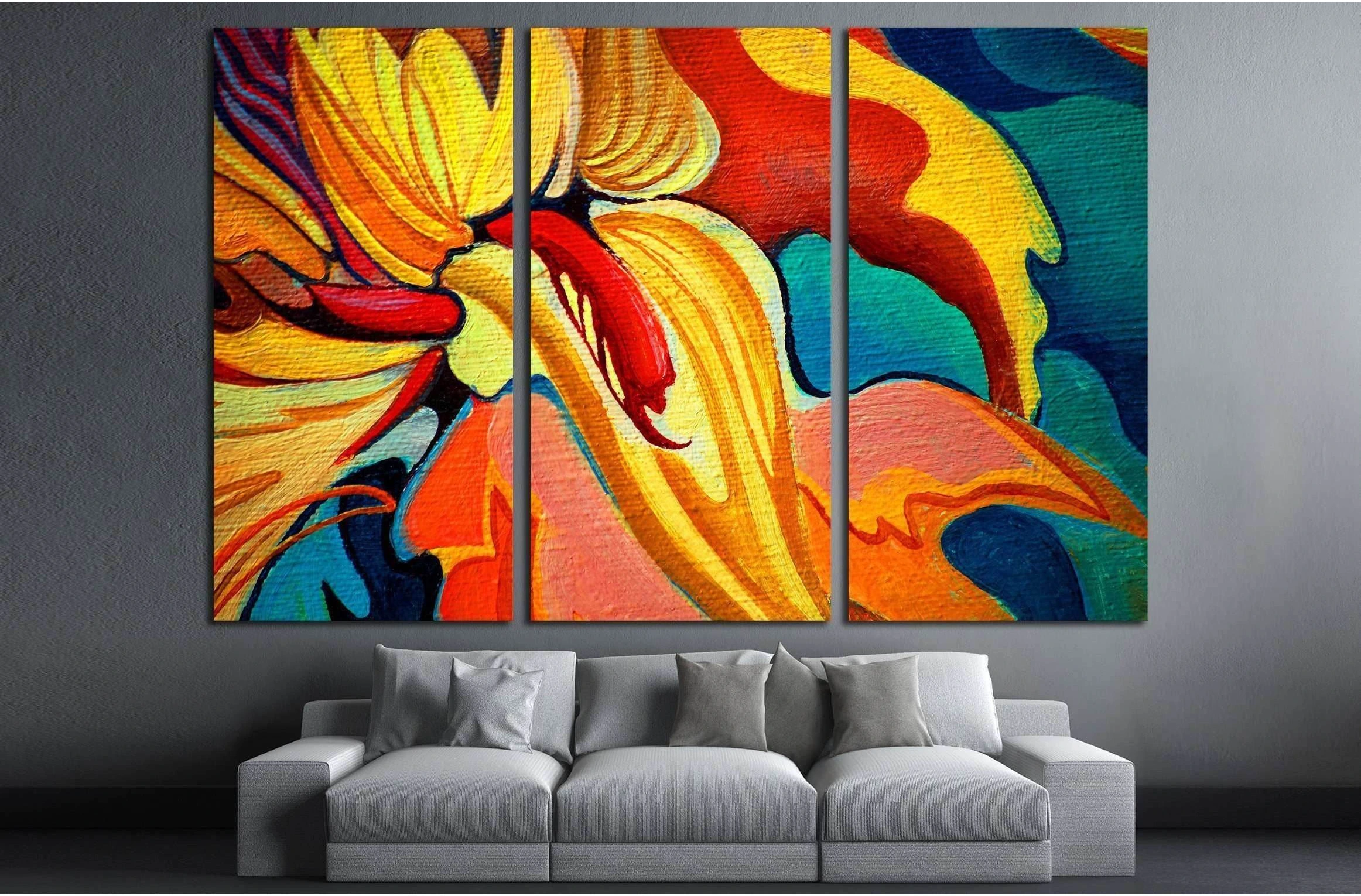 decorative flower painting by oil on canvas, illustration №2553 Ready to Hang Canvas Print - Zellart Canvas Prints ALL_Products, s-2553