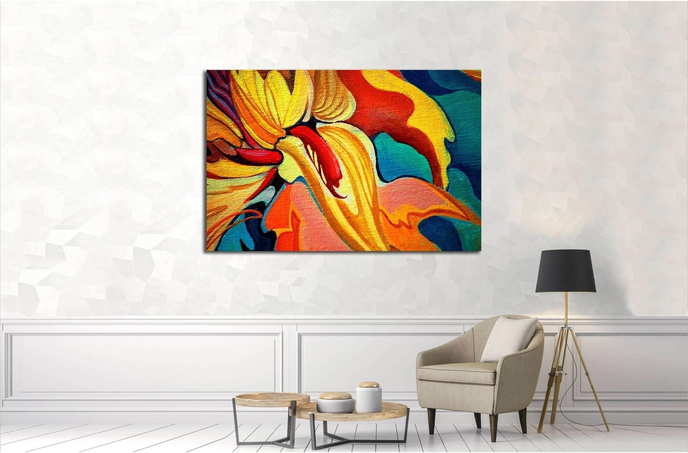 decorative flower painting by oil on canvas, illustration №2553 Ready to Hang Canvas Print - Zellart Canvas Prints ALL_Products, s-2553