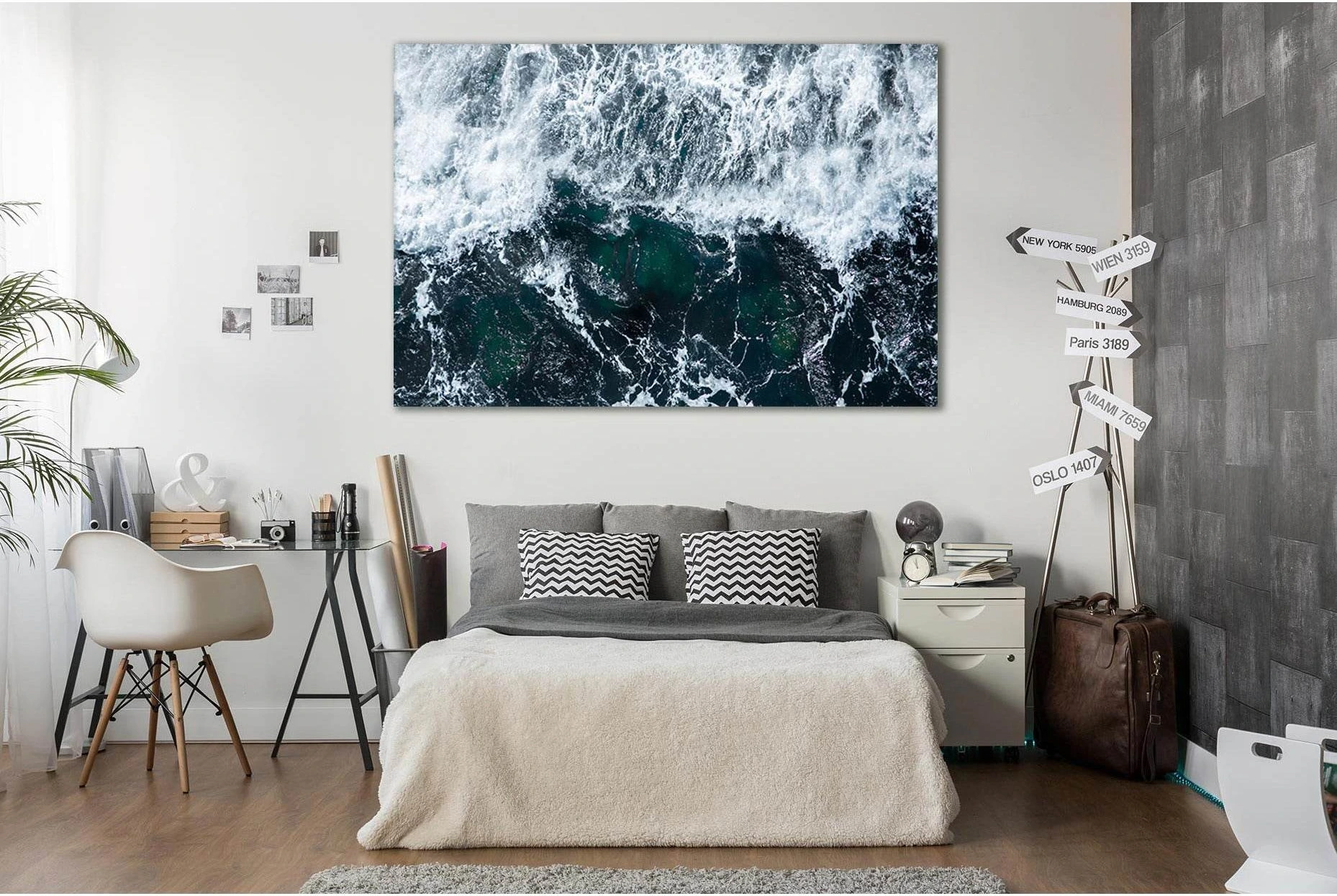 Deep Blue Ocean Waves Canvas Print Wall Art showing ocean water, wave movement and surf.