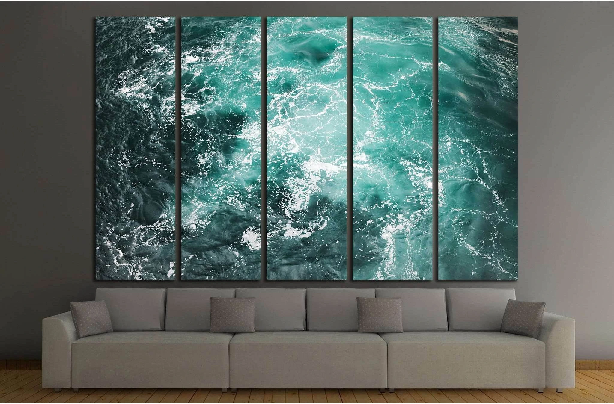 Deep blue stormy sea water surface with white foam №1404 Ready to Hang Canvas Print - Zellart Canvas Prints ALL_Products, s-1404