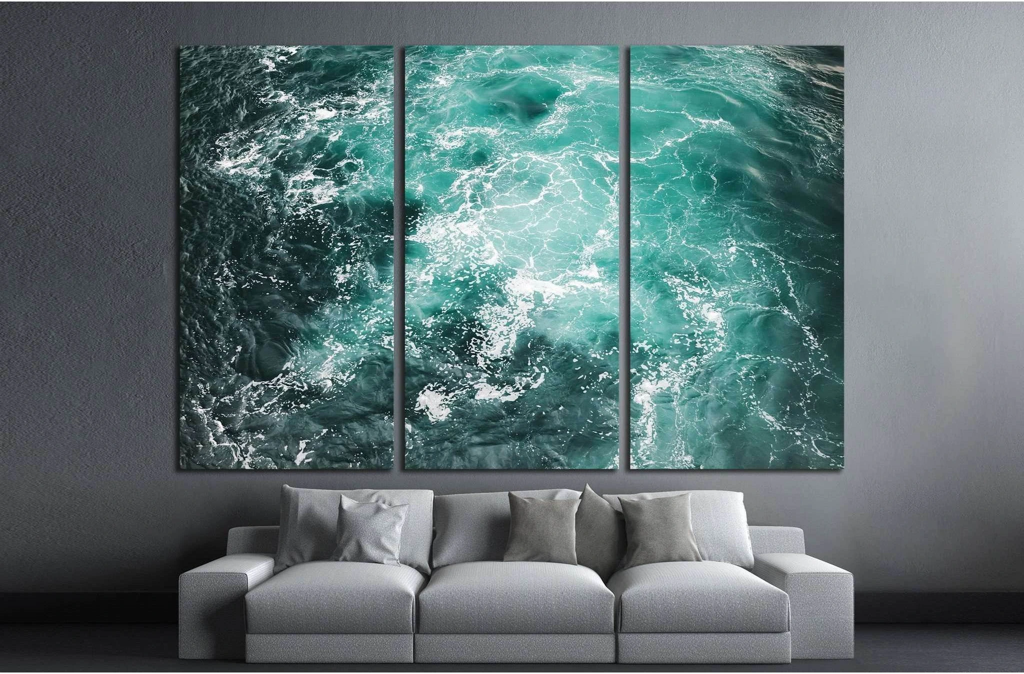 Deep blue stormy sea water surface with white foam №1404 Ready to Hang Canvas Print - Zellart Canvas Prints ALL_Products, s-1404