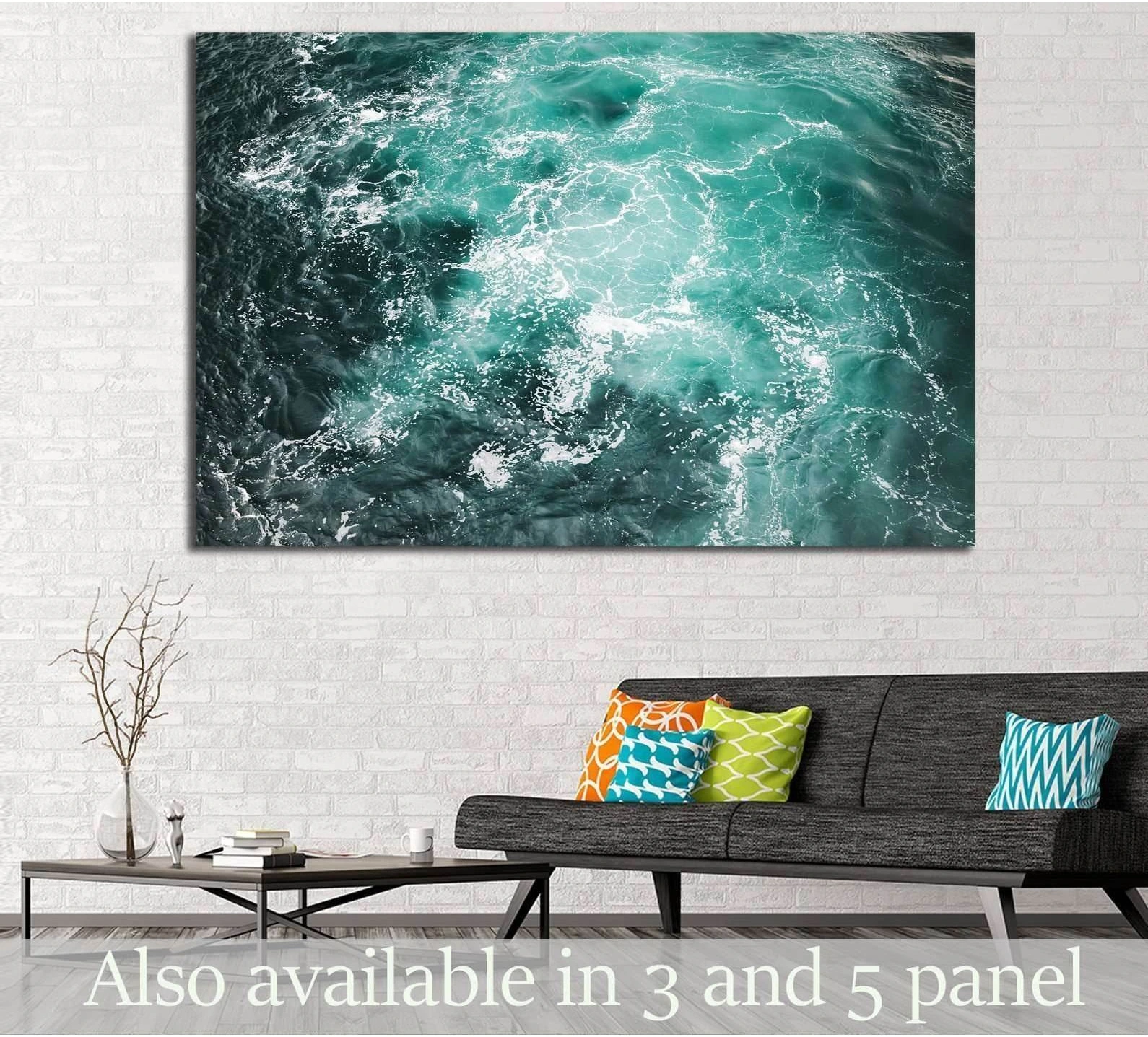 Deep blue stormy sea water surface with white foam showing ocean water, wave movement and surf.
