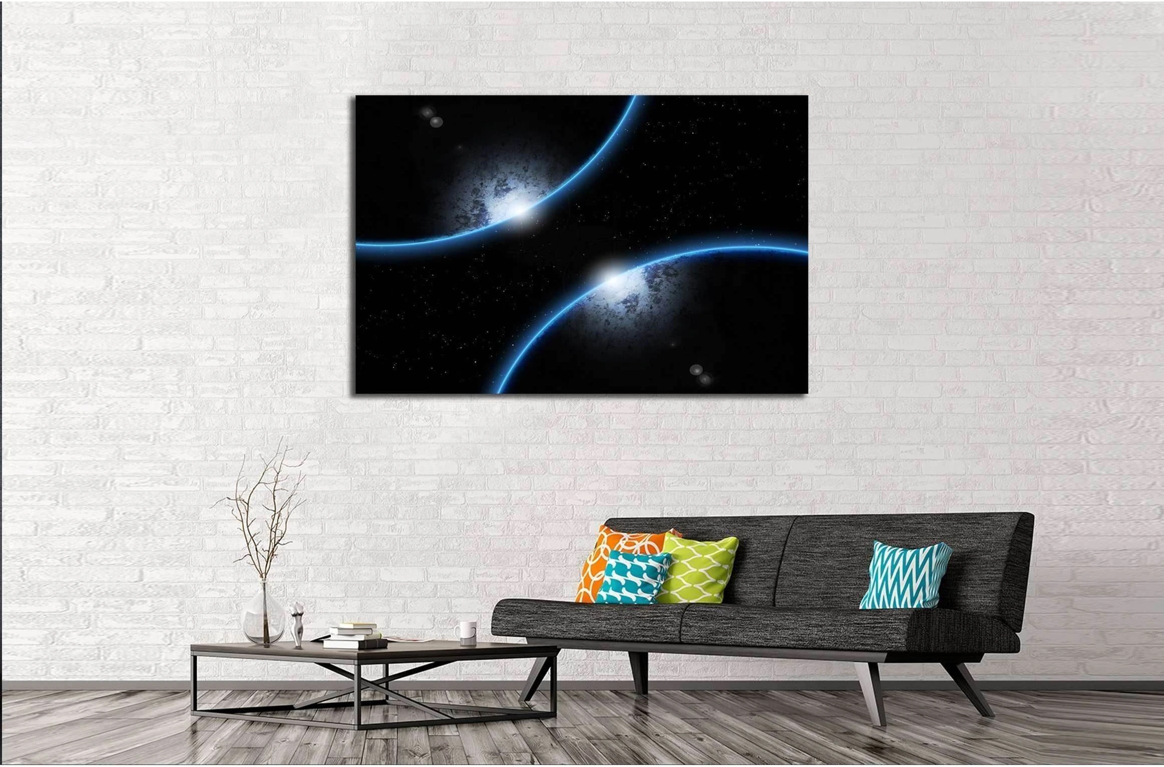 deep space with two planet background. №2464 Ready to Hang Canvas Print - Zellart Canvas Prints ALL_Products, s-2464