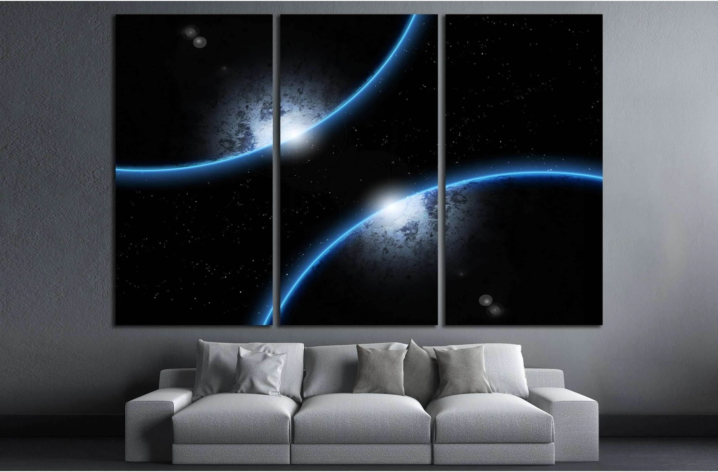 deep space with two planet background. №2464 Ready to Hang Canvas Print - Zellart Canvas Prints ALL_Products, s-2464