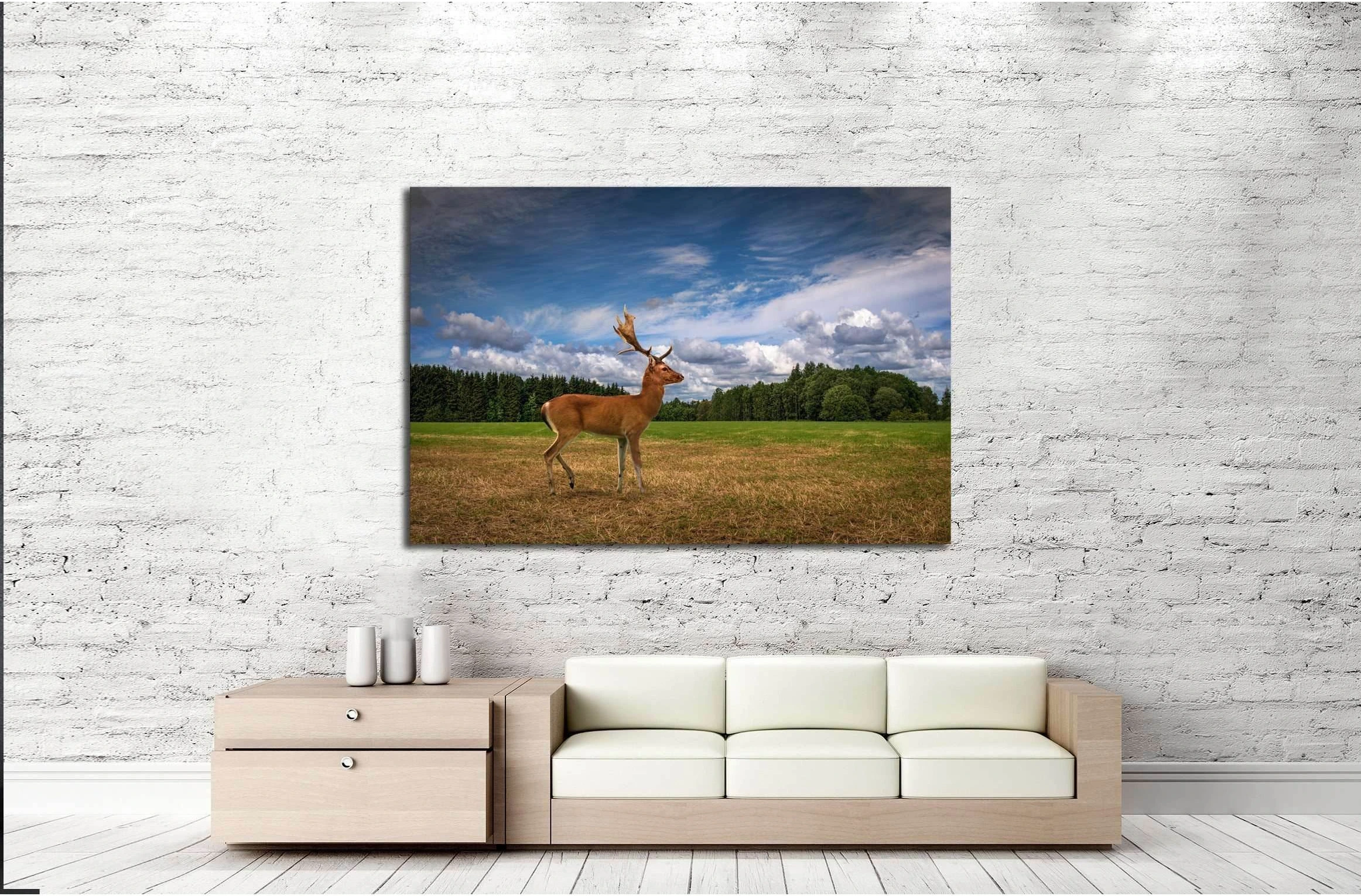 Deer in a Field №2361 Ready to Hang Canvas Print - Zellart Canvas Prints ALL_Products, s-2361