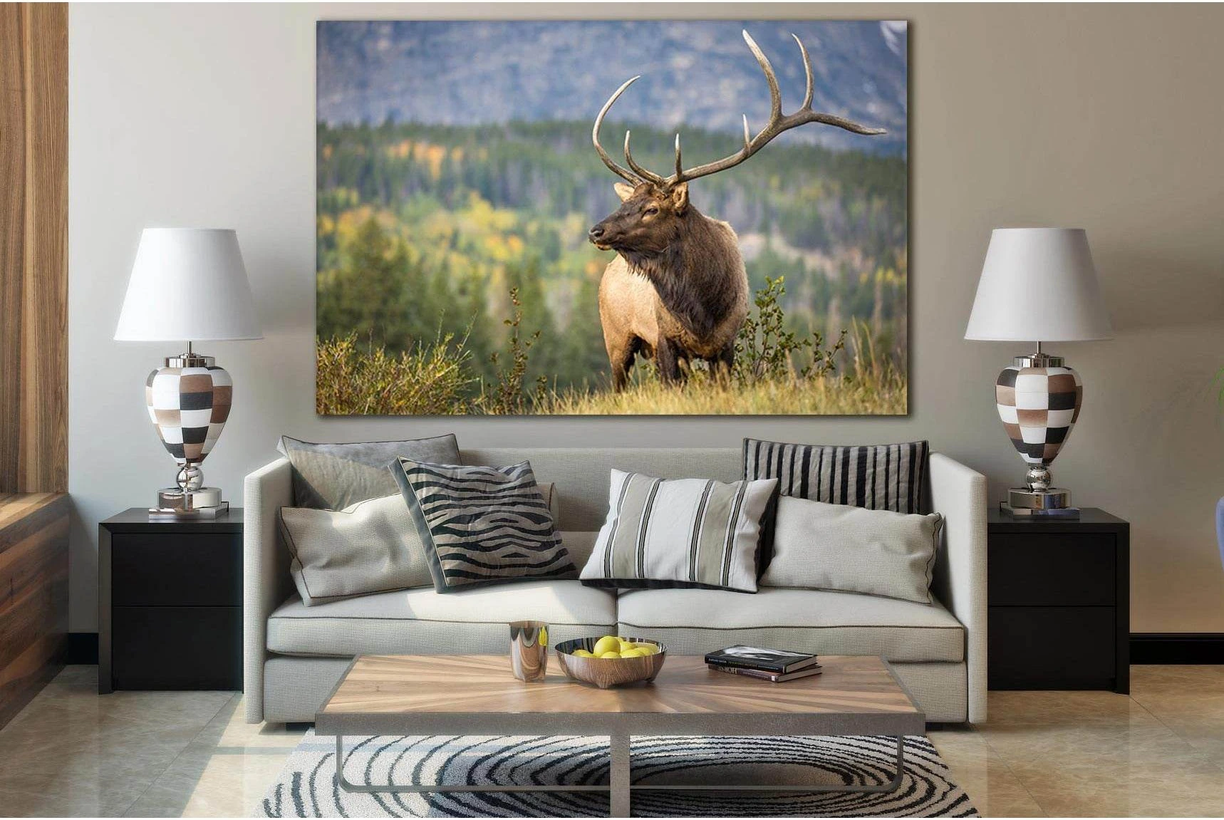 Deer With Beautiful Antlers №SL1049 Ready to Hang Canvas Print - Zellart Canvas Prints 0new, ALL_Products, Animals & Wildlife