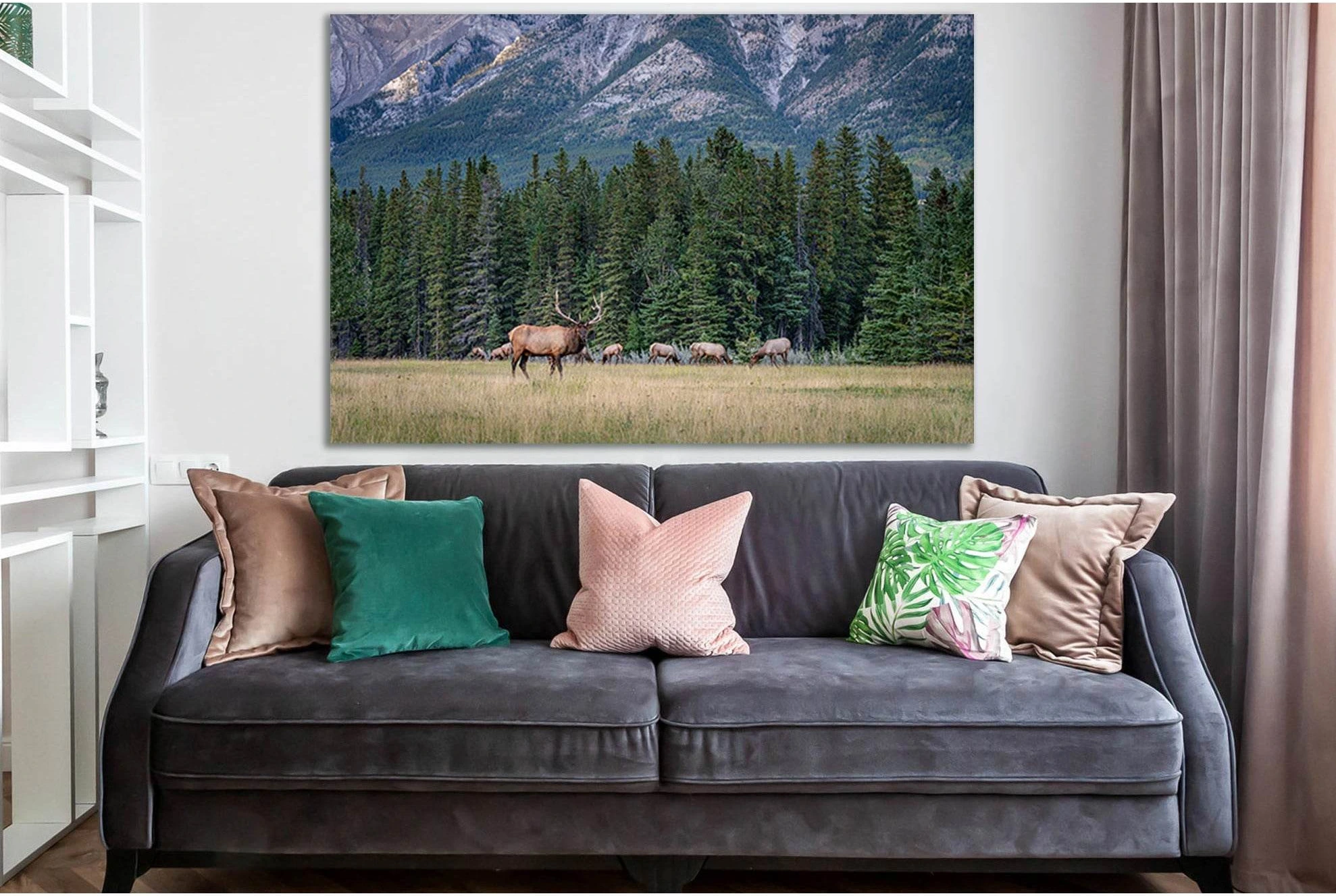 Deers In The Wild №SL1003 Ready to Hang Canvas Print - Zellart Canvas Prints 0new, ALL_Products, Animals & Wildlife