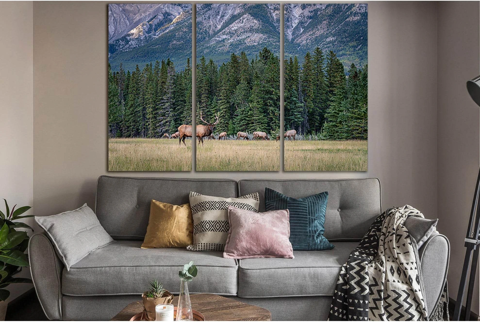 Deers In The Wild №SL1003 Ready to Hang Canvas Print - Zellart Canvas Prints 0new, ALL_Products, Animals & Wildlife