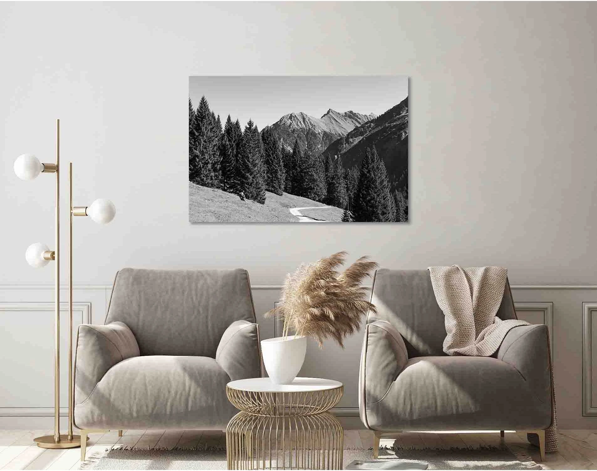 Dense forest in the mountains №D2818 Ready to Hang Canvas Print - Zellart Canvas Prints 0new, ALL_Products, Black & White Wall Art