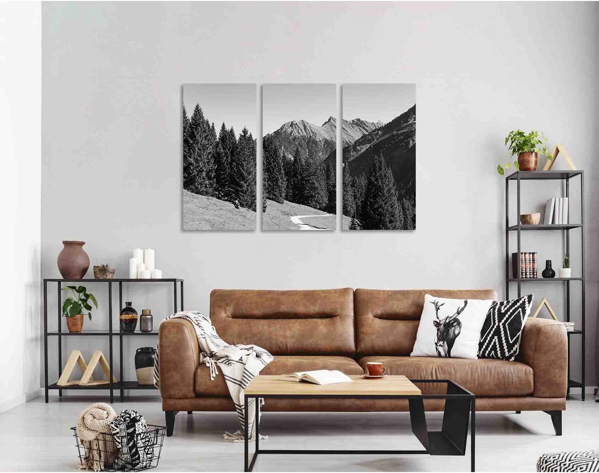 Dense forest in the mountains №D2818 Ready to Hang Canvas Print - Zellart Canvas Prints 0new, ALL_Products, Black & White Wall Art