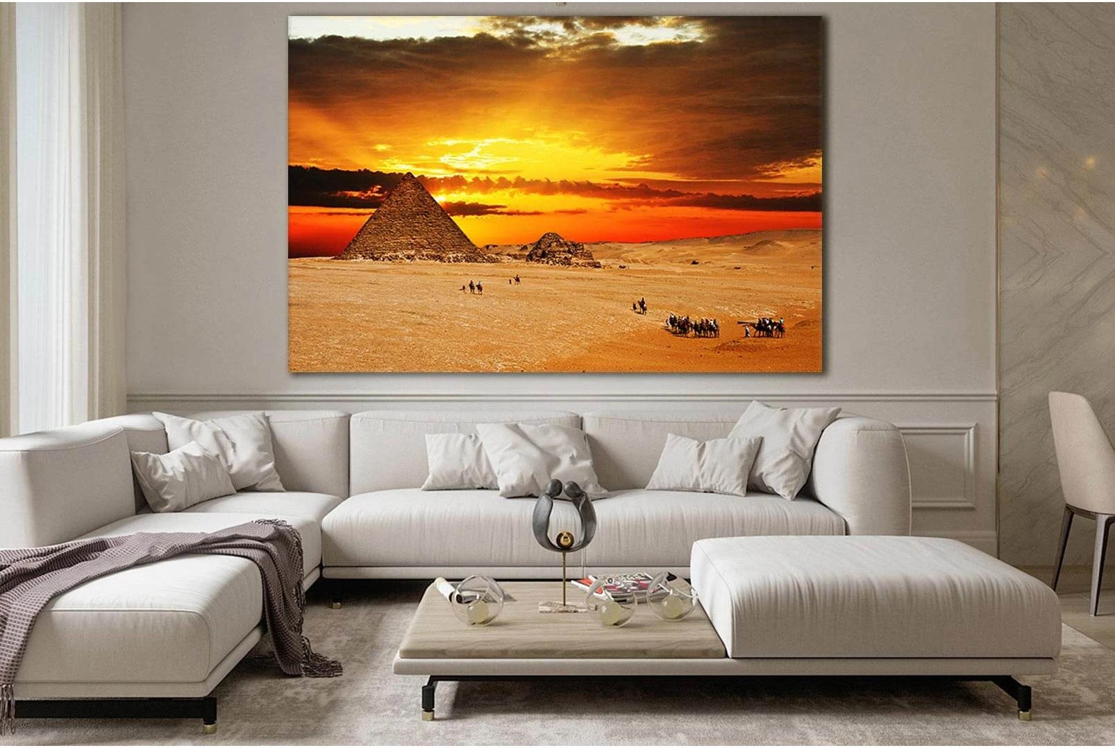 Desert Pyramid At Sunset №SL238 Ready to Hang Canvas Print - Zellart Canvas Prints 0new, ALL_Products, SUNRISE & SUNSET WALL ART