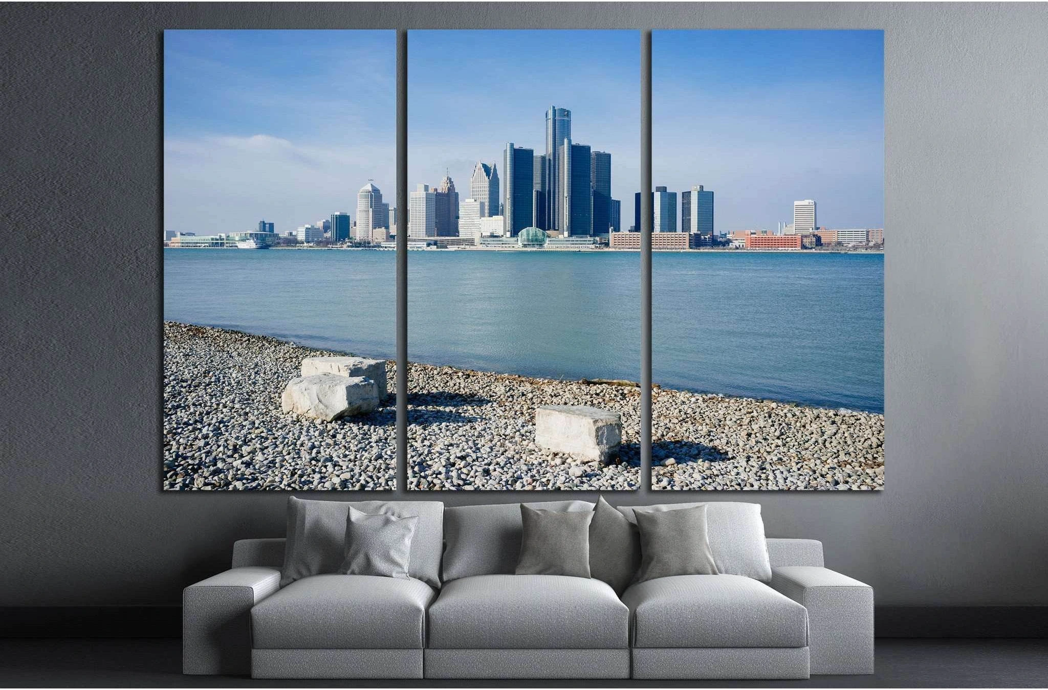 Detroit City, Riverfront Trail, Windsor, Ontario №1274 Ready to Hang Canvas Print - Zellart Canvas Prints ALL_Products, s-1274