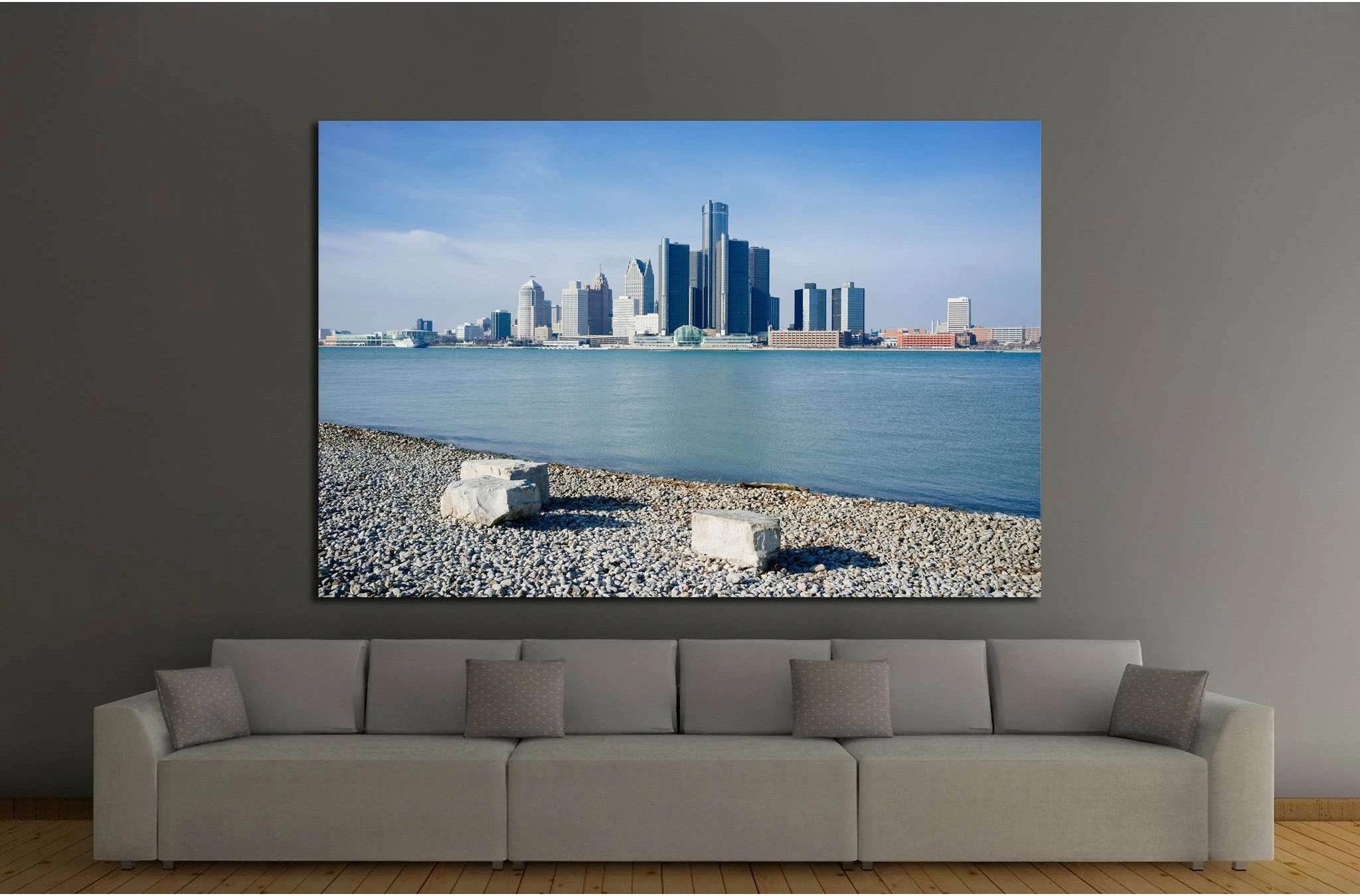 Detroit City, Riverfront Trail, Windsor, Ontario №1274 Ready to Hang Canvas Print - Zellart Canvas Prints ALL_Products, s-1274