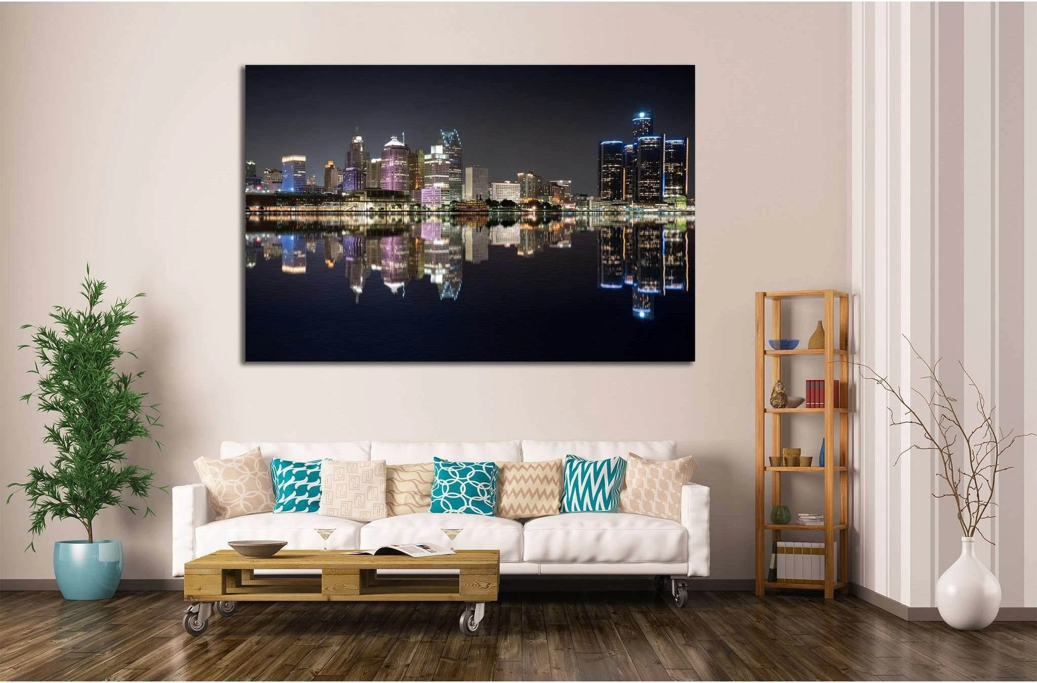 Detroit Cityscape №132 Ready to Hang Canvas Print - Zellart Canvas Prints ALL_Products, wd-132