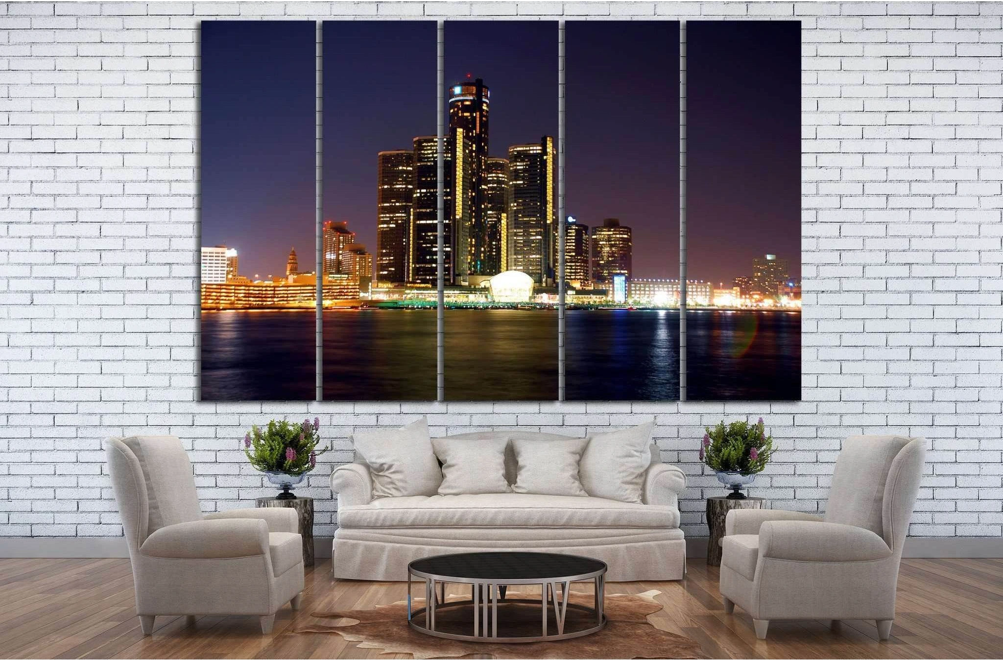 Detroit Cityscape №134 Ready to Hang Canvas Print - Zellart Canvas Prints ALL_Products, wd-134