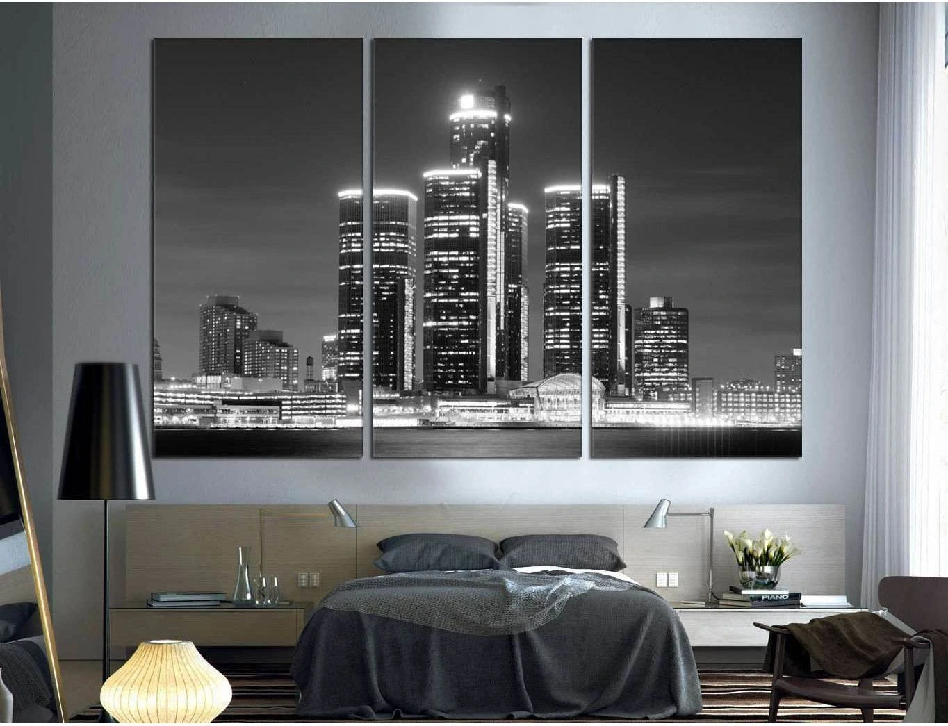 Detroit Skyline №1100 Ready to Hang Canvas Print - Zellart Canvas Prints ALL_Products, autopostr_pinterest_65155, autopostr_pinterest_65157, autopostr_pinterest_65158, autopostr_pinterest_65160