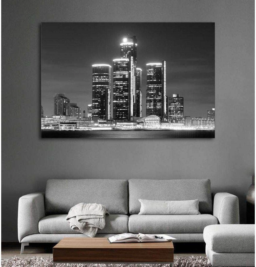 Detroit Skyline №1100 Ready to Hang Canvas Print - Zellart Canvas Prints ALL_Products, autopostr_pinterest_65155, autopostr_pinterest_65157, autopostr_pinterest_65158, autopostr_pinterest_65160