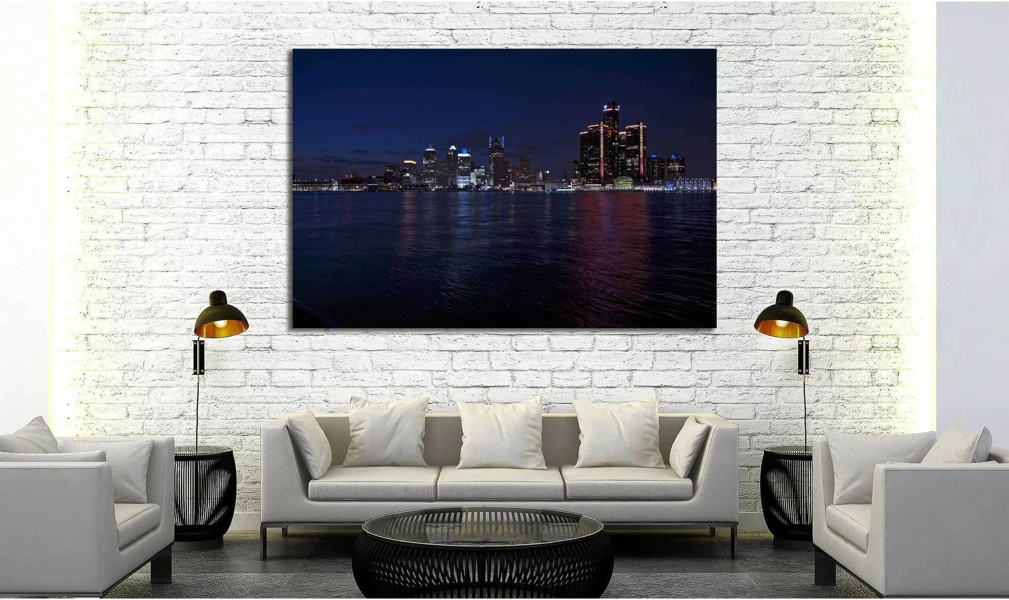Detroit Skyline №133 Ready to Hang Canvas Print - Zellart Canvas Prints ALL_Products, wd-133