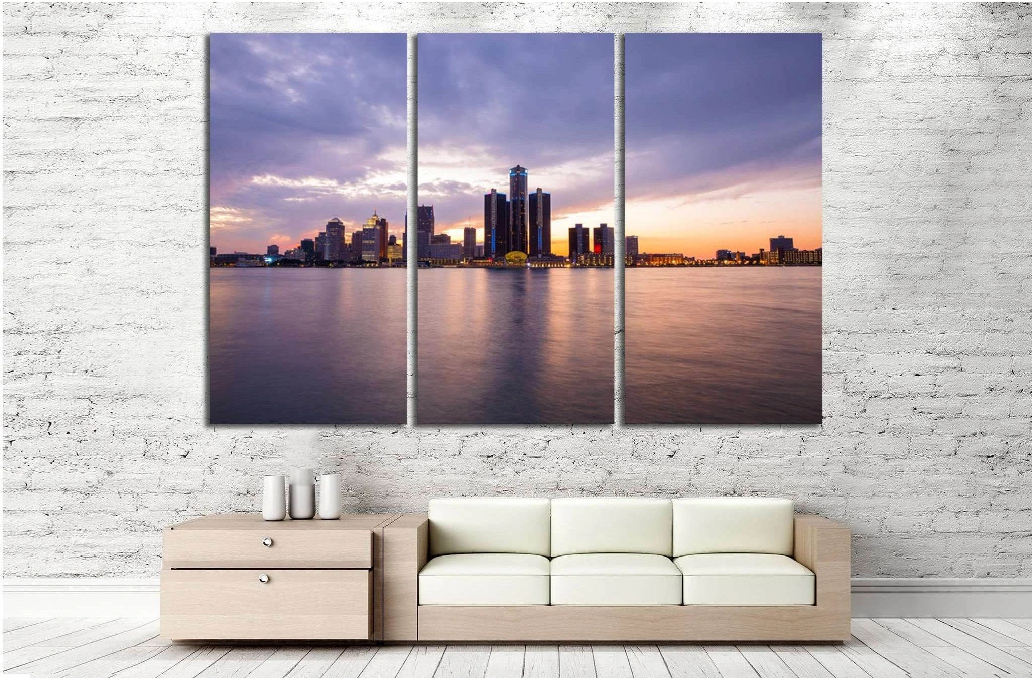 Detroit Skyline №135 Ready to Hang Canvas Print - Zellart Canvas Prints ALL_Products, wd-135