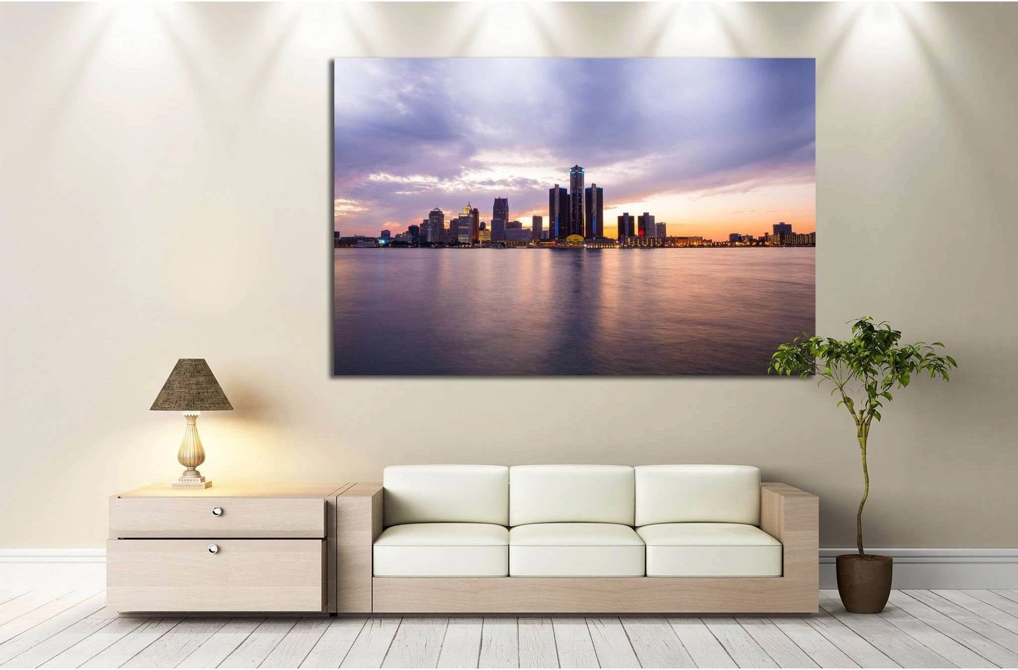 Detroit Skyline №135 Ready to Hang Canvas Print - Zellart Canvas Prints ALL_Products, wd-135