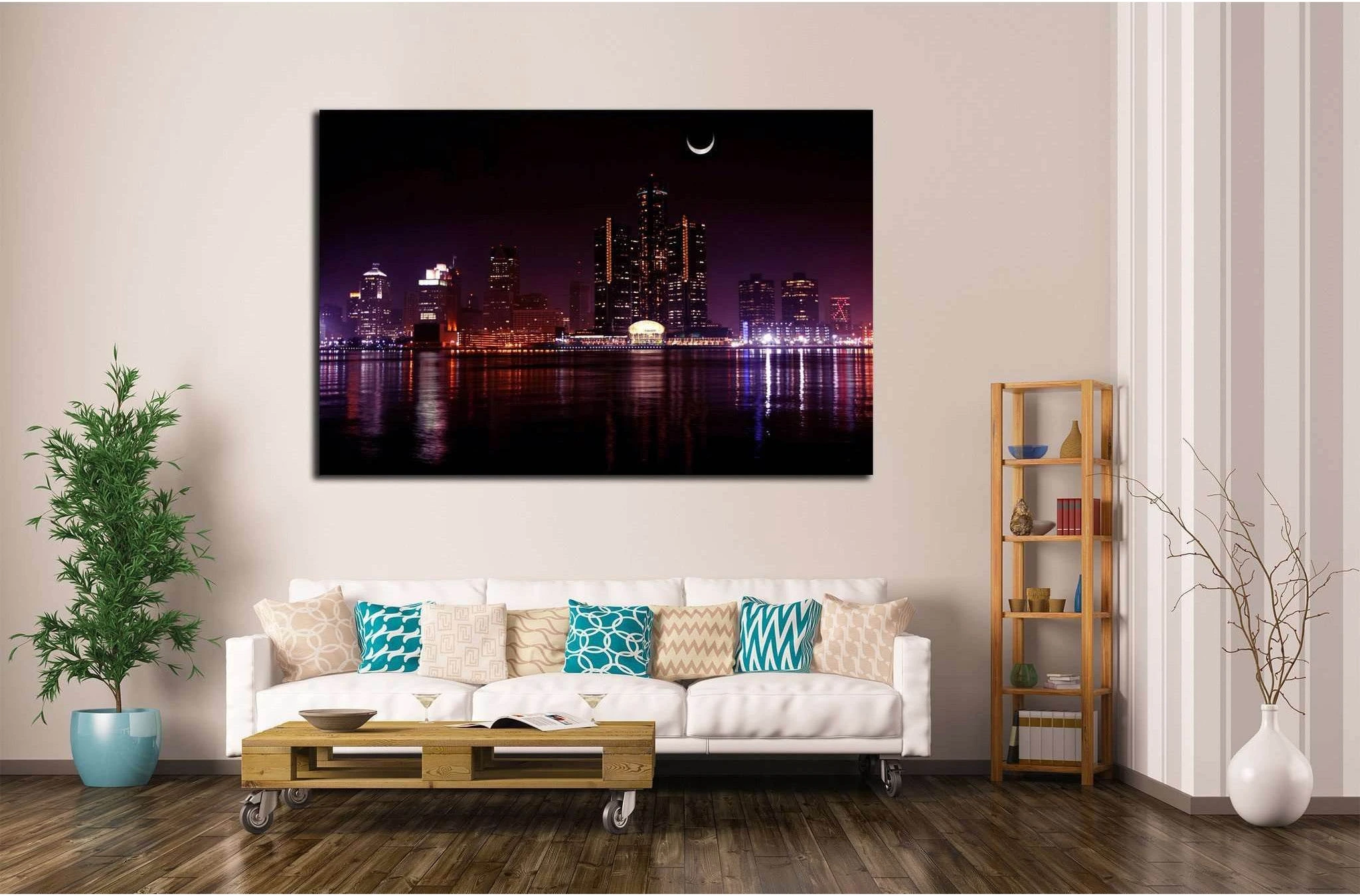 Detroit Skyscraper №136 Ready to Hang Canvas Print - Zellart Canvas Prints ALL_Products, wd-136