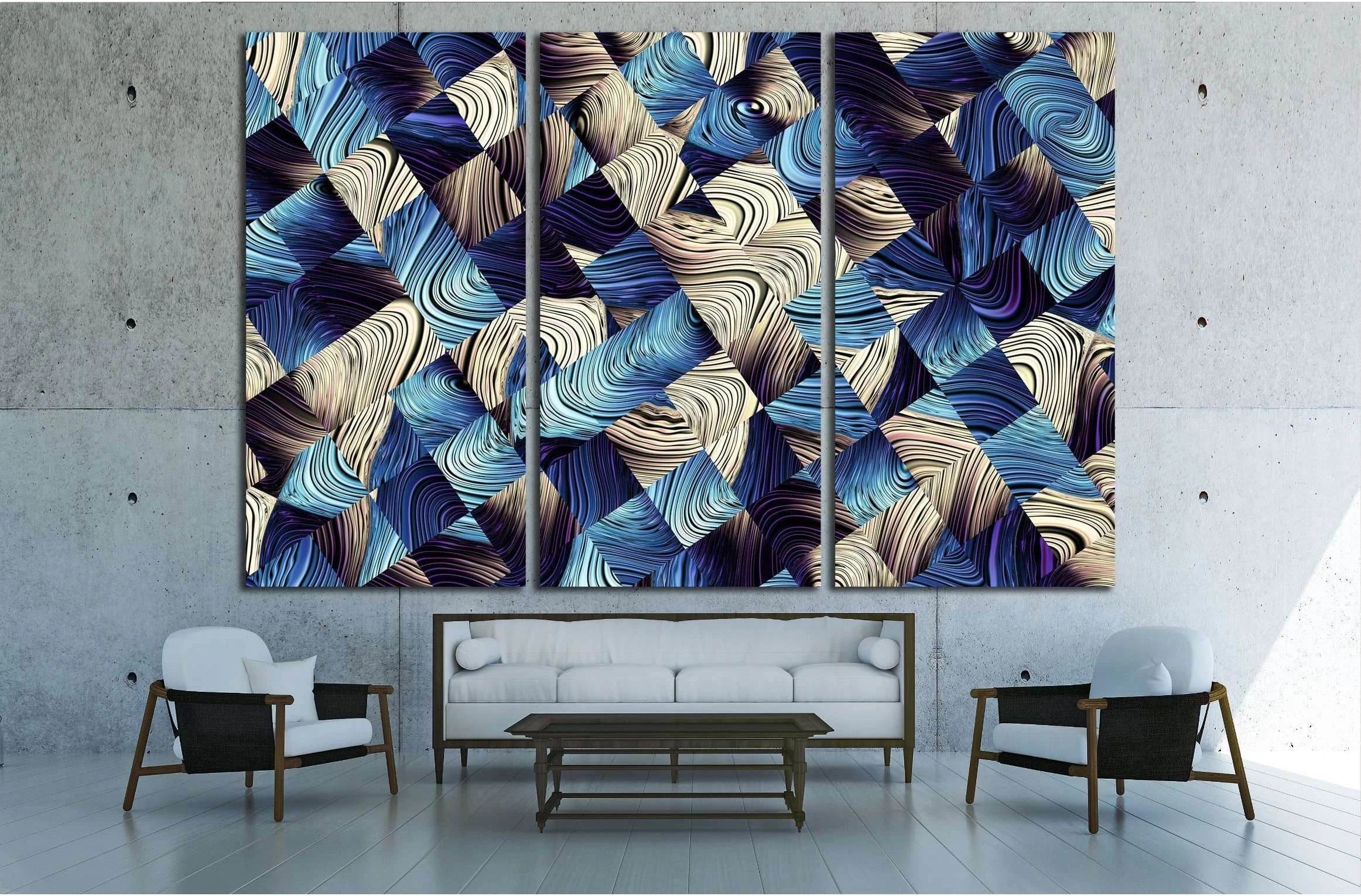 Digital art abstract pattern. Abstract blue image with a small squares №2569 Ready to Hang Canvas Print - Zellart Canvas Prints ALL_Products, s-2569