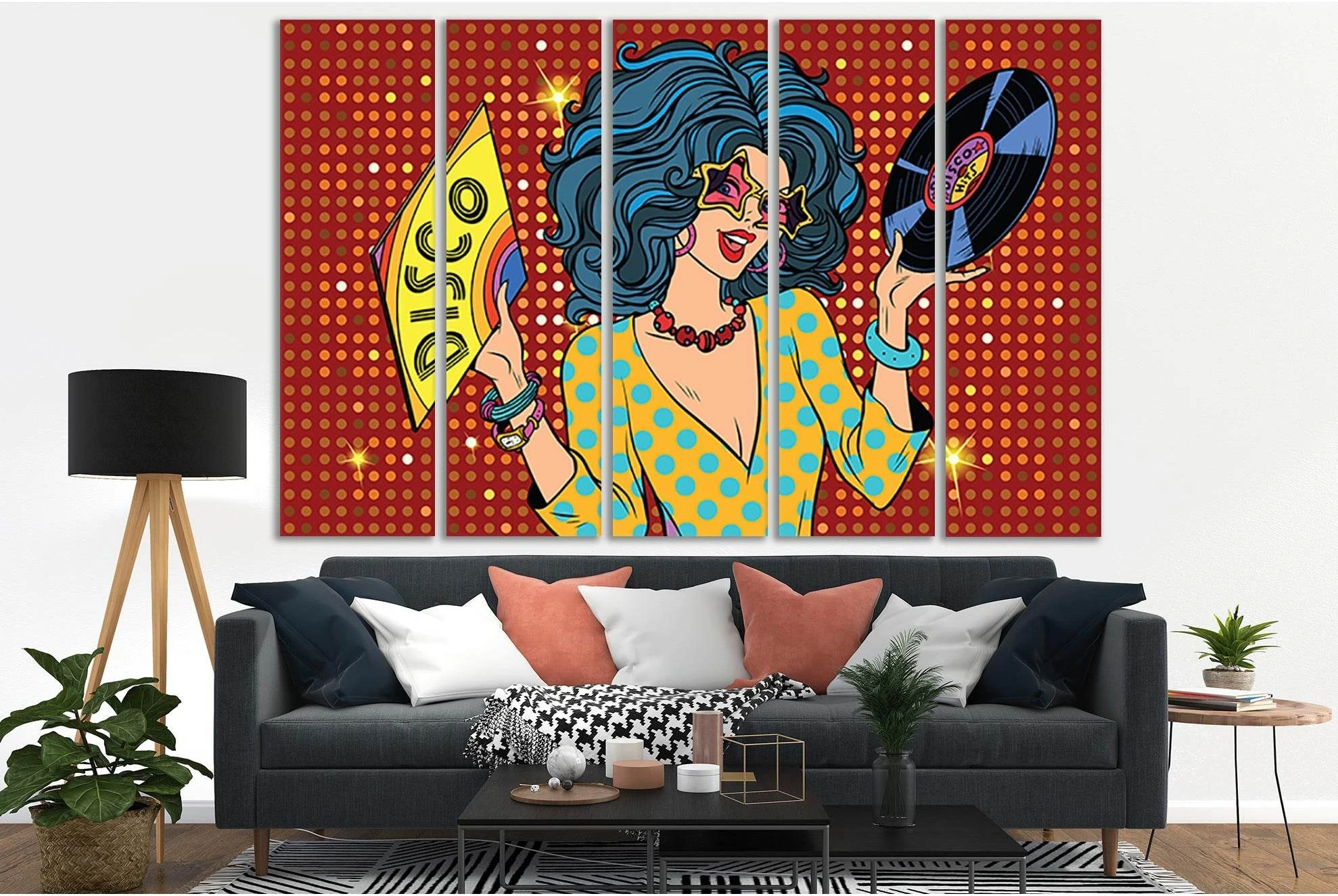 Disco Retro Lady Pop Art №SL537 Ready to Hang Canvas Print - Zellart Canvas Prints 0new, ALL_Products, Pop ART