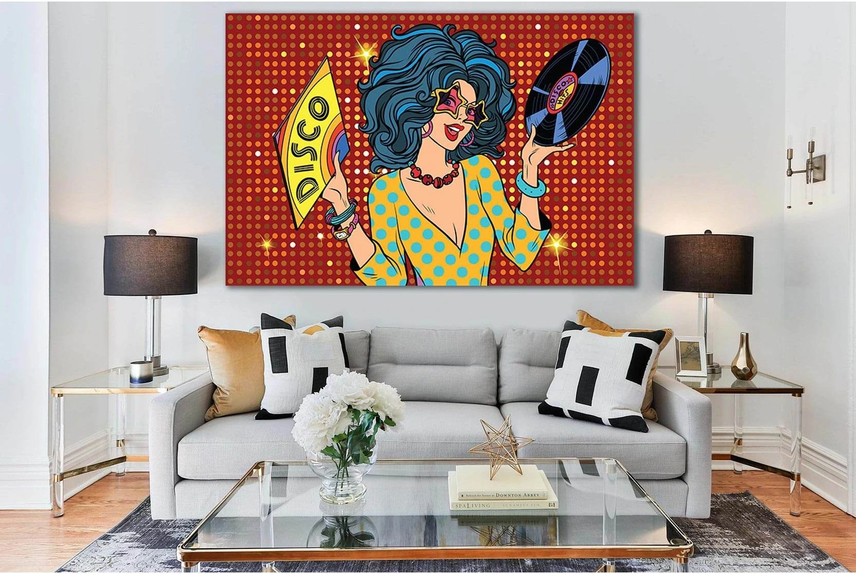 Disco Retro Lady Pop Art №SL537 Ready to Hang Canvas Print - Zellart Canvas Prints 0new, ALL_Products, Pop ART