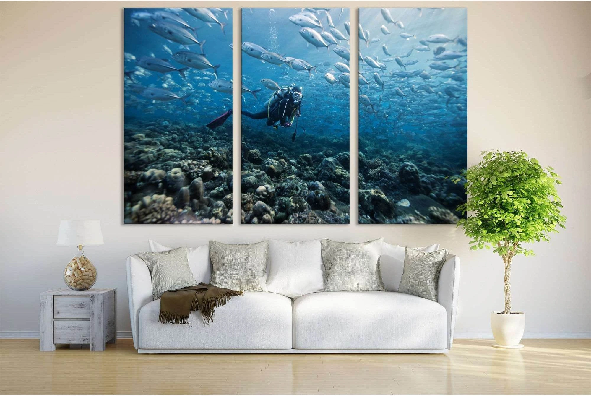 Diving Underwater №669 Ready to Hang Canvas Print - Zellart Canvas Prints ALL_Products, autopostr_pinterest_65155, autopostr_pinterest_65157, autopostr_pinterest_65158, autopostr_pinterest_65160