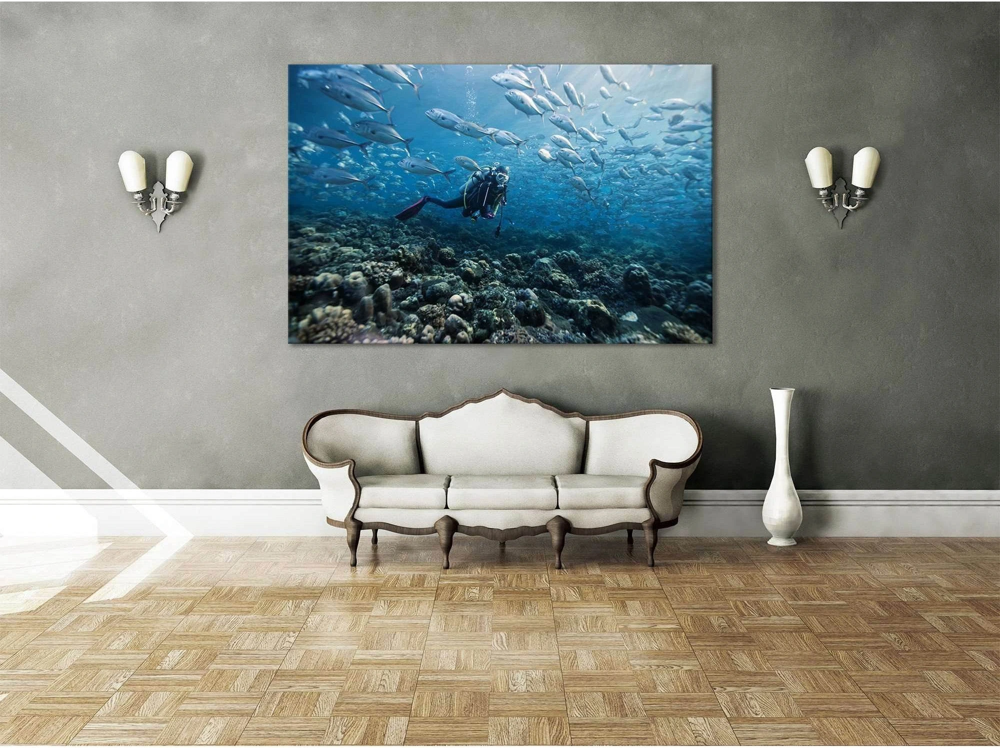 Diving Underwater №669 Ready to Hang Canvas Print - Zellart Canvas Prints ALL_Products, autopostr_pinterest_65155, autopostr_pinterest_65157, autopostr_pinterest_65158, autopostr_pinterest_65160