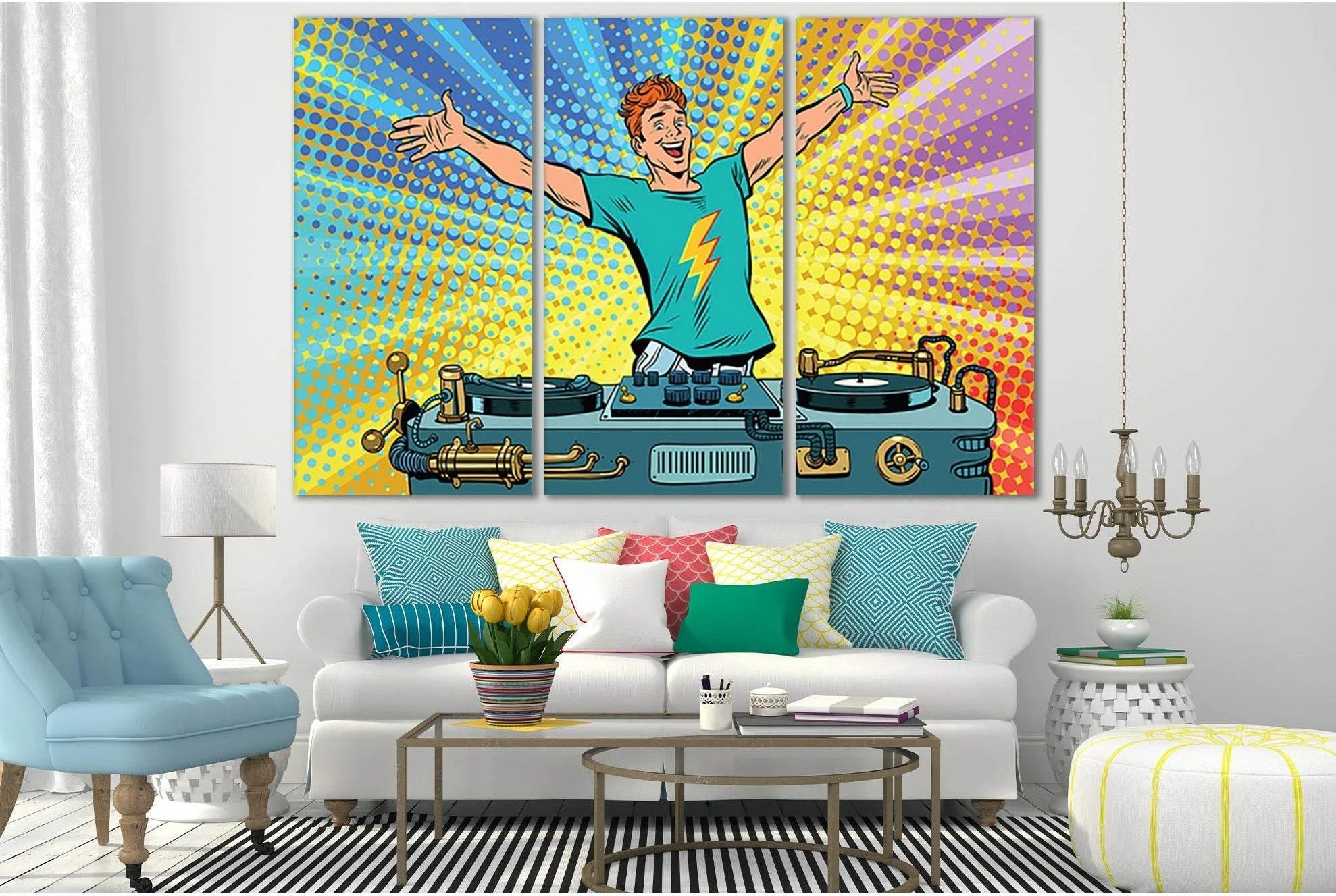 Dj On Club Party Pop Art №SL553 Ready to Hang Canvas Print - Zellart Canvas Prints 0new, ALL_Products, Pop ART
