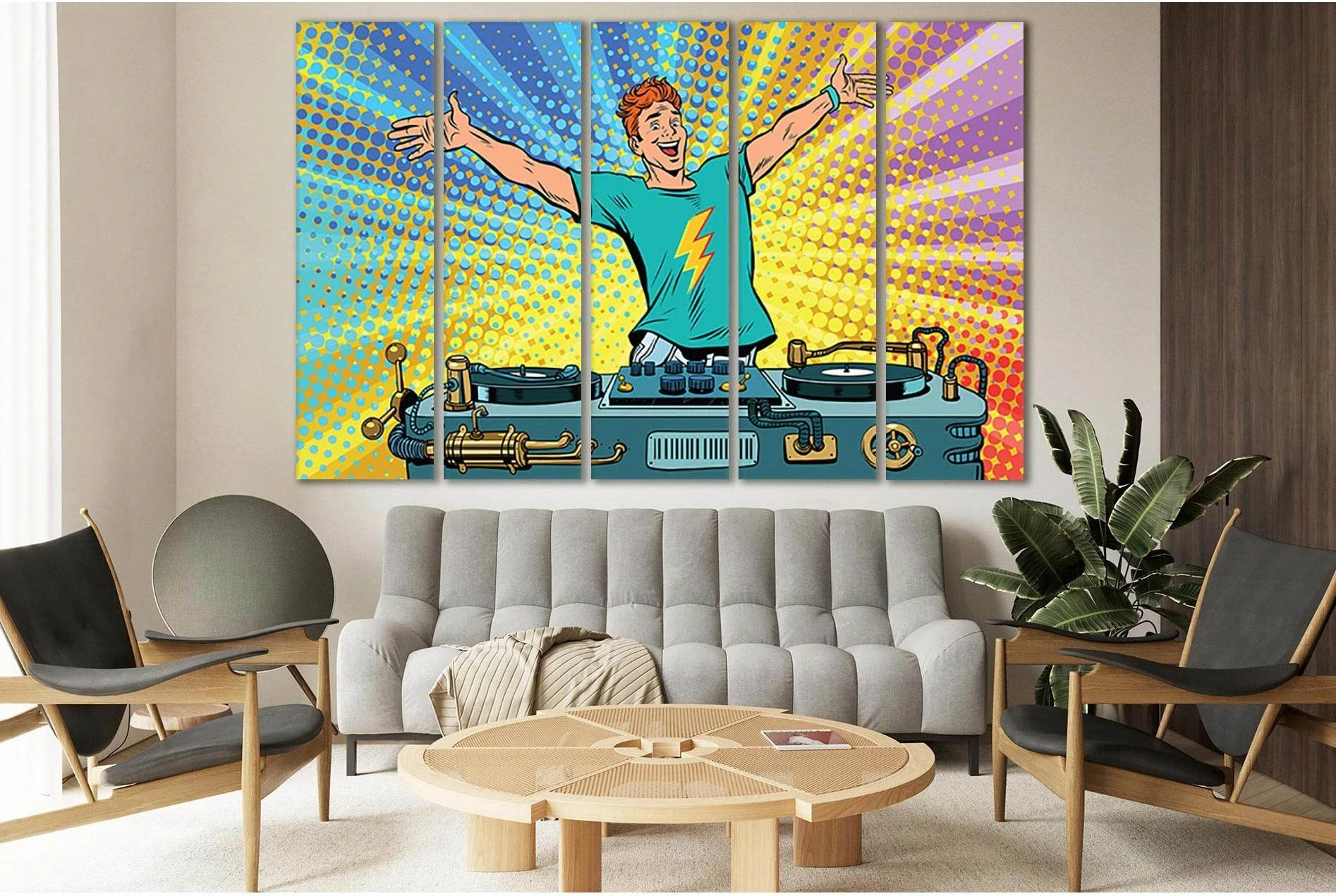 Dj On Club Party Pop Art №SL553 Ready to Hang Canvas Print - Zellart Canvas Prints 0new, ALL_Products, Pop ART