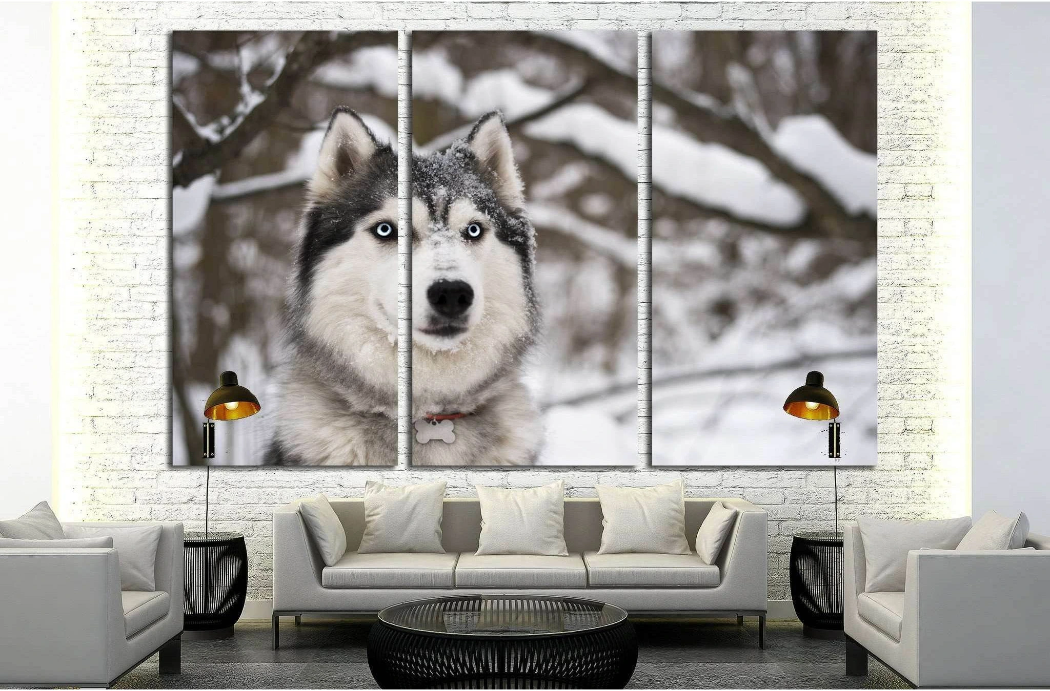 Dog and Snow №1 Ready to Hang Canvas Print - Zellart Canvas Prints ALL_Products, s-1