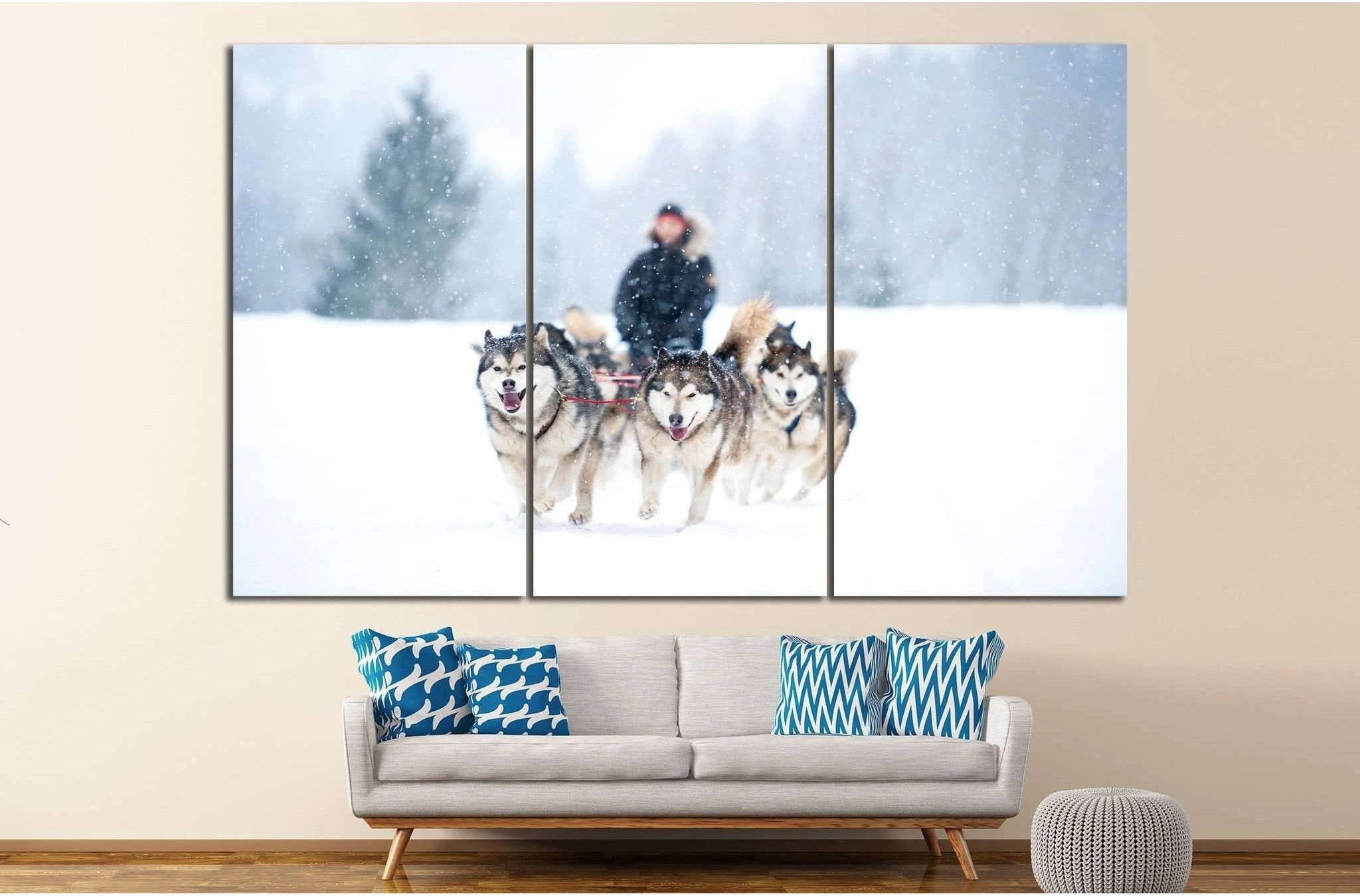 Dogs team and Snow №7 Ready to Hang Canvas Print - Zellart Canvas Prints ALL_Products, s-7