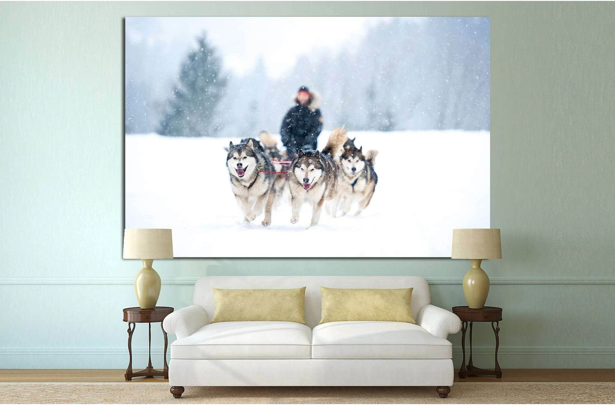 Dogs team and Snow №7 Ready to Hang Canvas Print - Zellart Canvas Prints ALL_Products, s-7