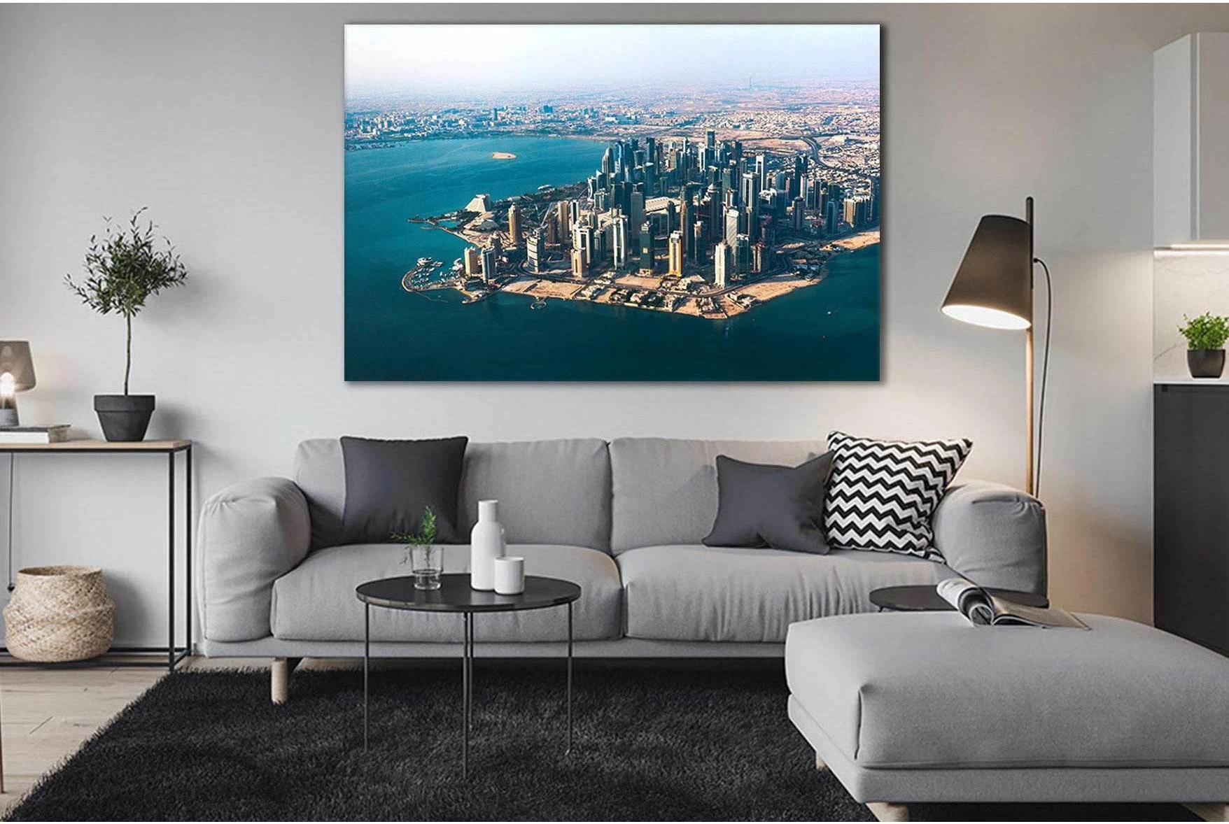 Doha Festival City Doha Qatar Cityscape №SL336 Ready to Hang Canvas Print - Zellart Canvas Prints 0new, ALL_Products, Cityscapes & Skylines