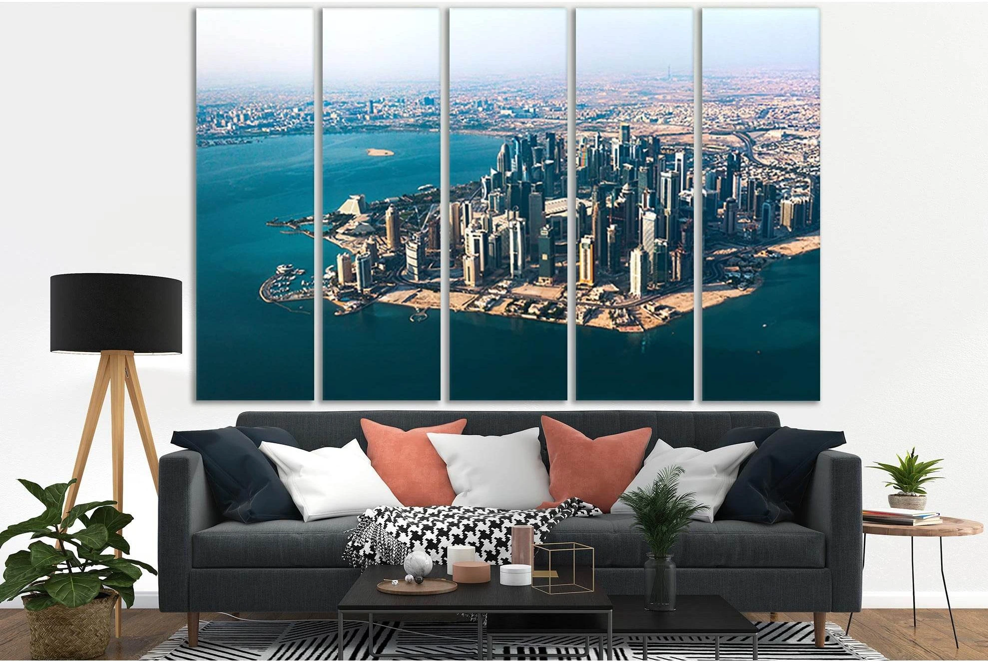 Doha Festival City Doha Qatar Cityscape №SL336 Ready to Hang Canvas Print - Zellart Canvas Prints 0new, ALL_Products, Cityscapes & Skylines
