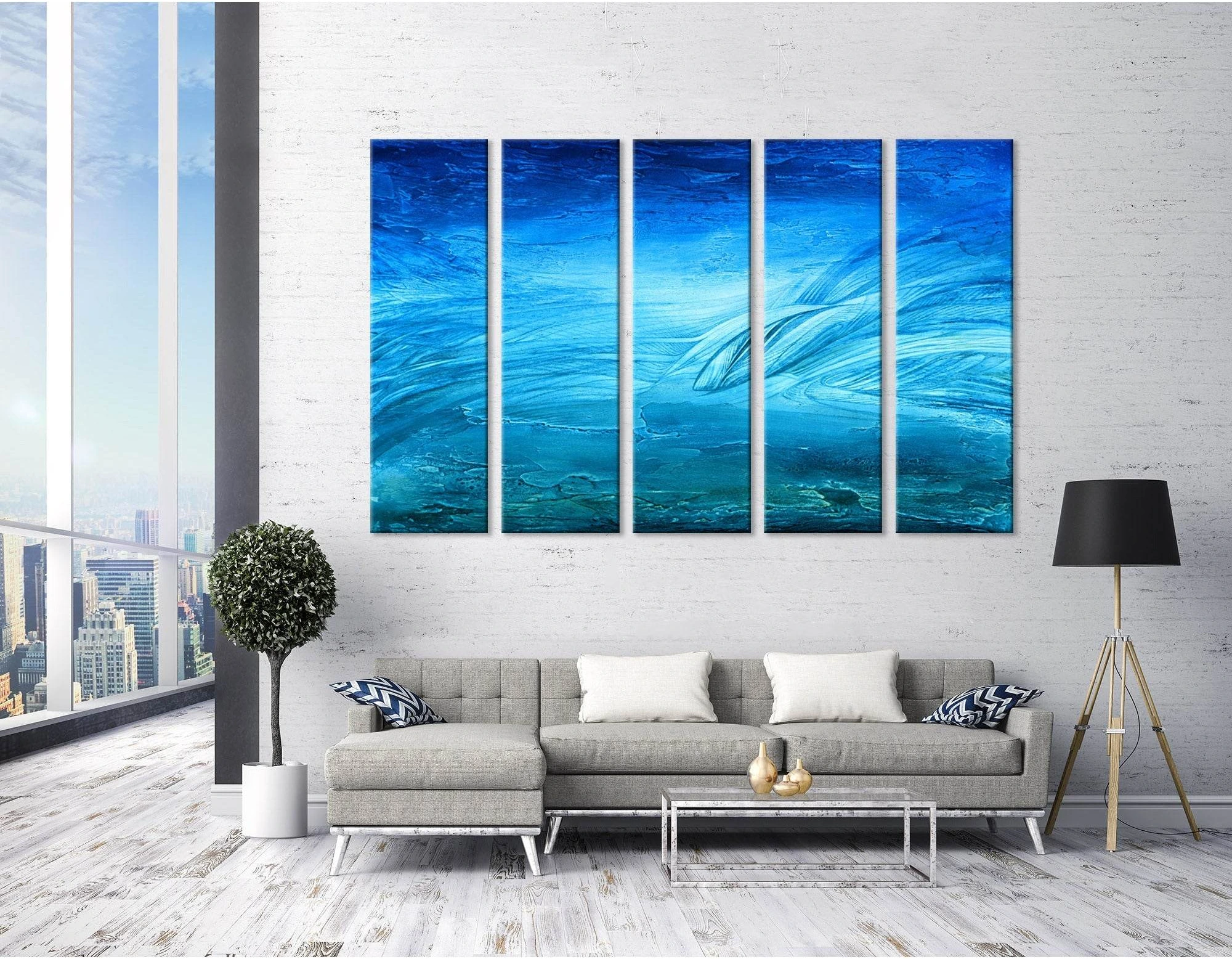 Dolphins In The Ocean №04301 Ready to Hang Canvas Print - Zellart Canvas Prints ALL_Products