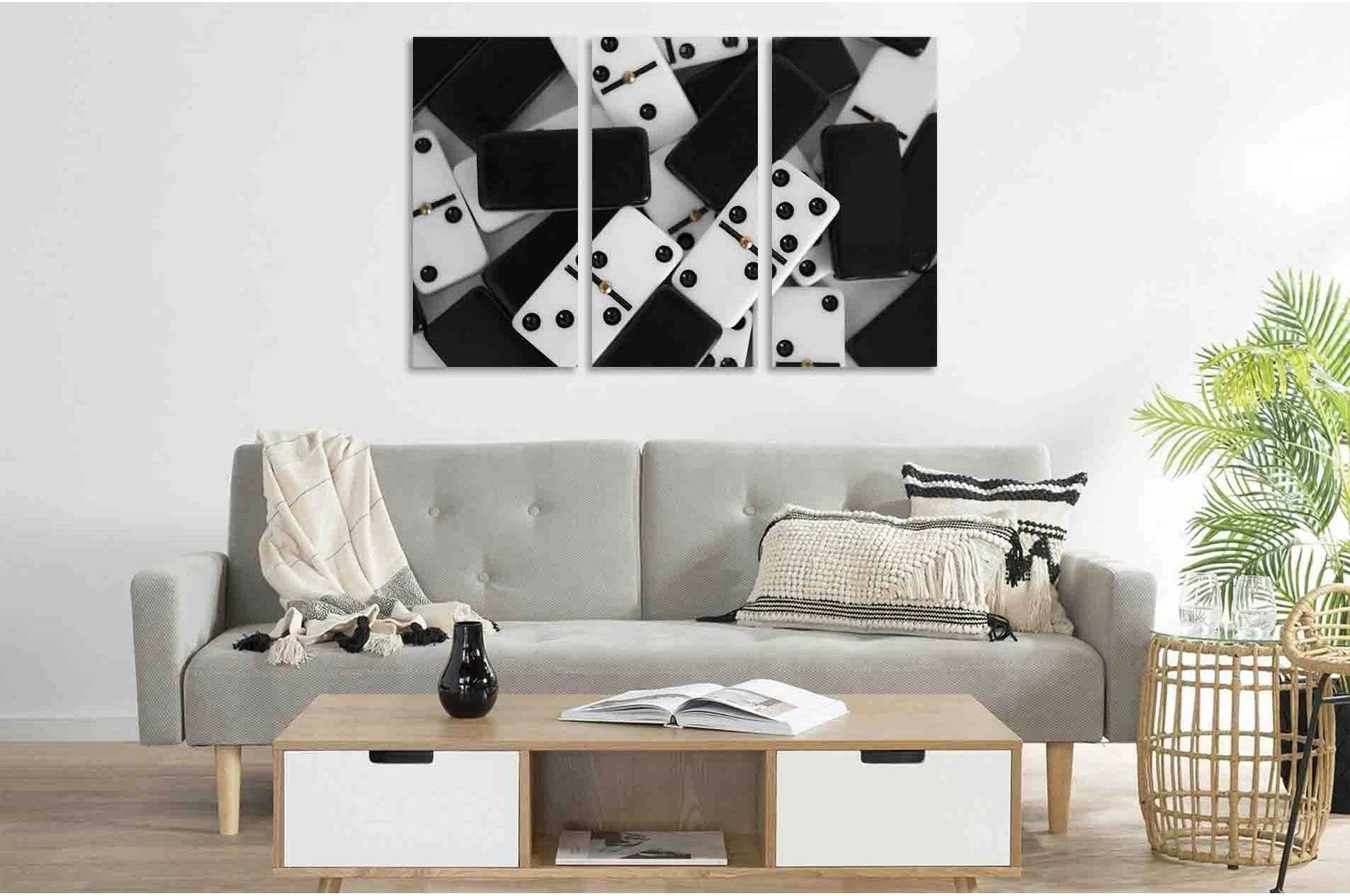 Domino bones №D2824 Ready to Hang Canvas Print - Zellart Canvas Prints 0new, ALL_Products, Black & White Wall Art