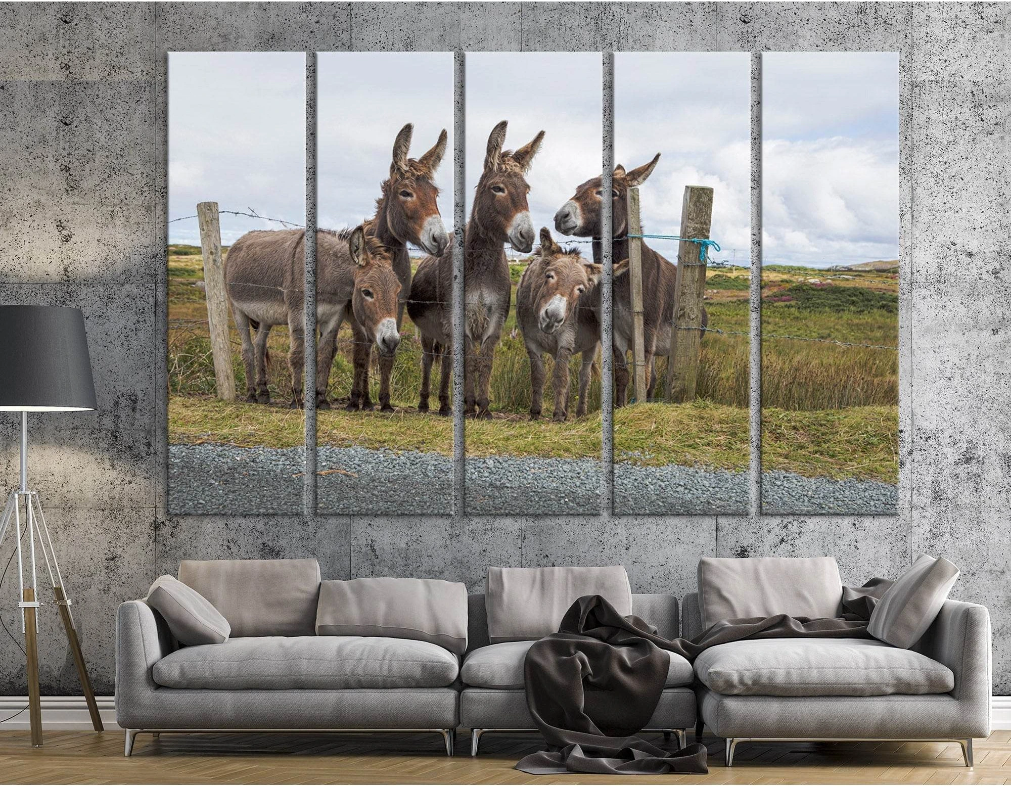 Donkeys In The Countryside №04252 Ready to Hang Canvas Print - Zellart Canvas Prints ALL_Products