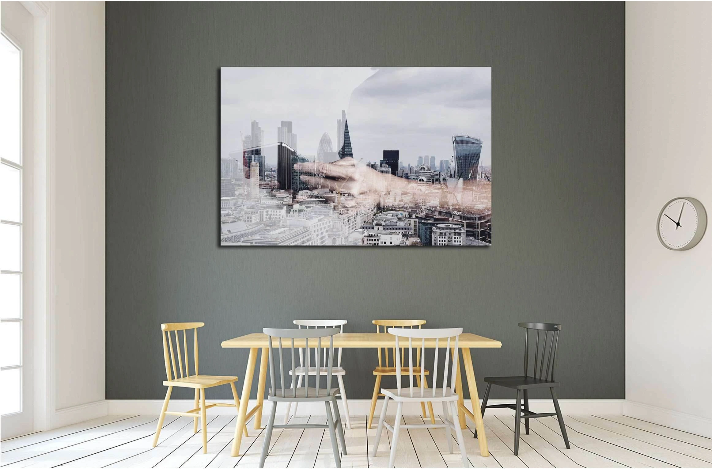 Double exposure of success businessman using digital tablet with london building and social media diagram №2187 Ready to Hang Canvas Print - Zellart Canvas Prints ALL_Products, s-2187