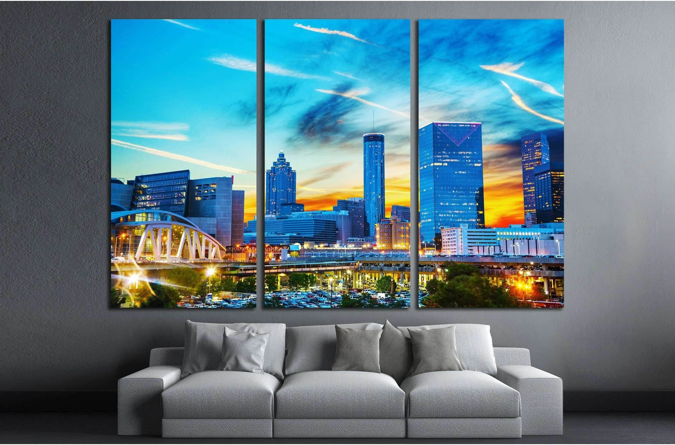 Downtown Atlanta, Georgia at night time №2171 Ready to Hang Canvas Print - Zellart Canvas Prints ALL_Products, s-2171
