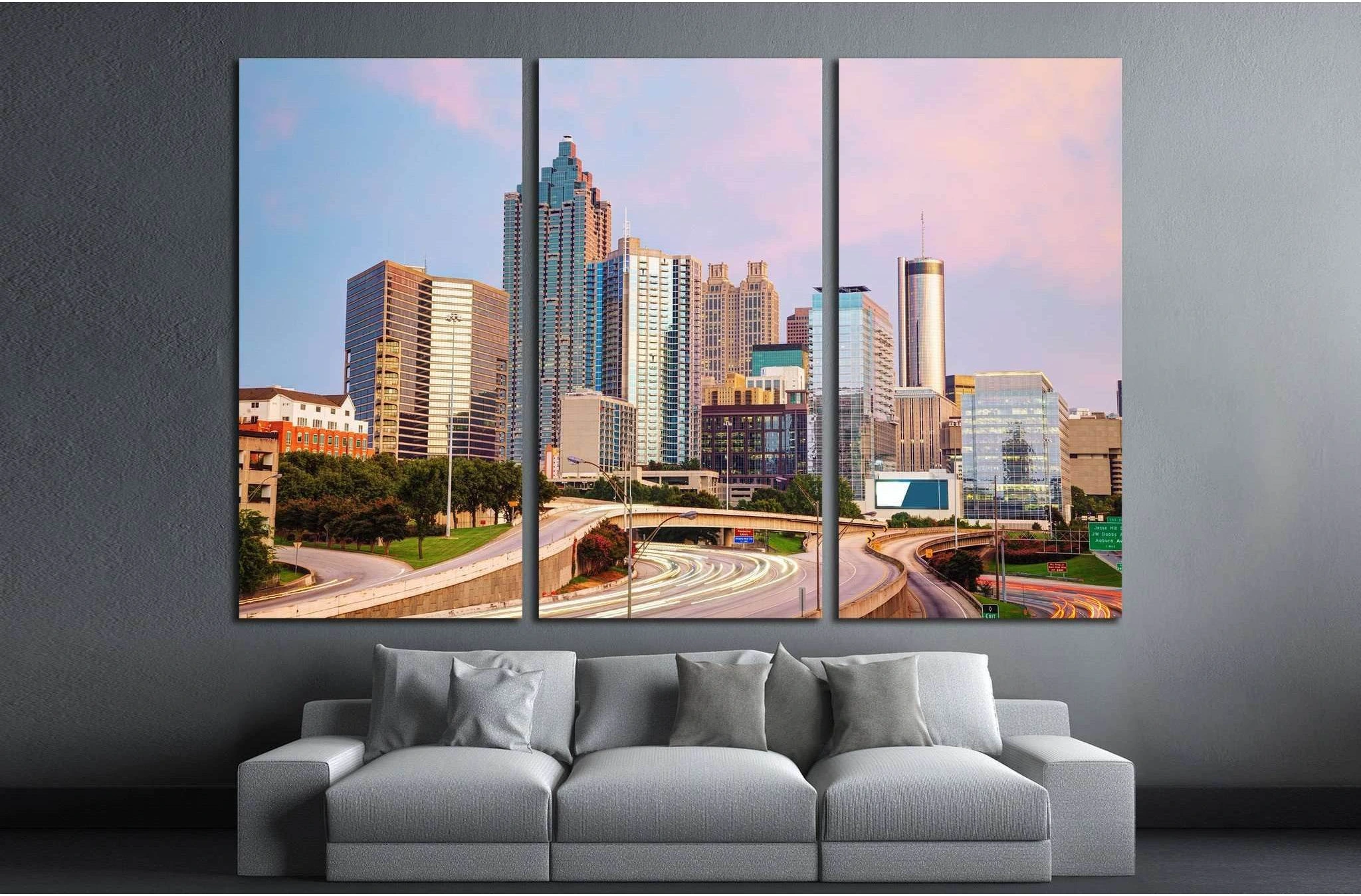 Downtown Atlanta, Georgia at the sunset time №1643 Ready to Hang Canvas Print - Zellart Canvas Prints ALL_Products, s-1643