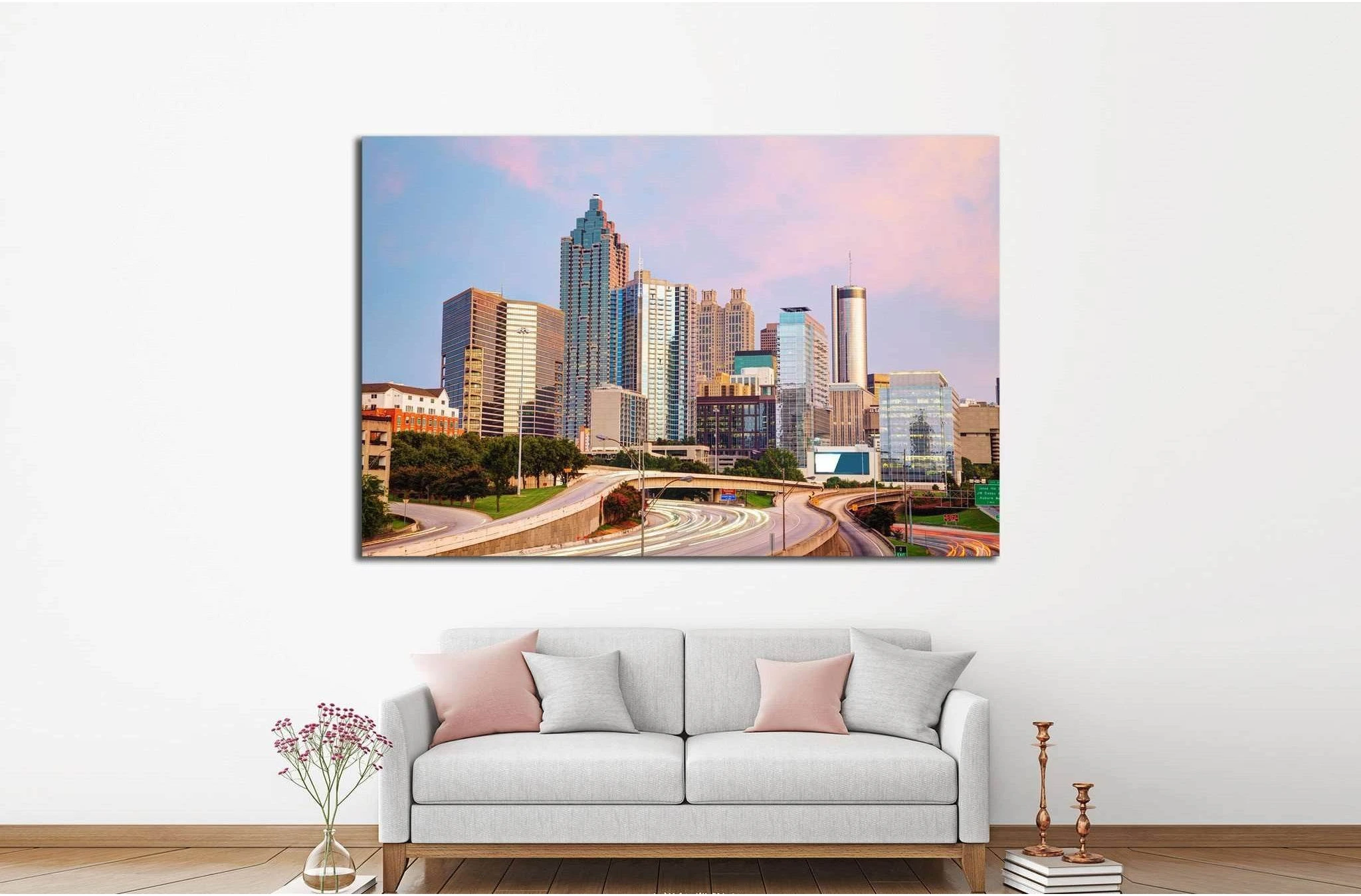 Downtown Atlanta, Georgia at the sunset time №1643 Ready to Hang Canvas Print - Zellart Canvas Prints ALL_Products, s-1643
