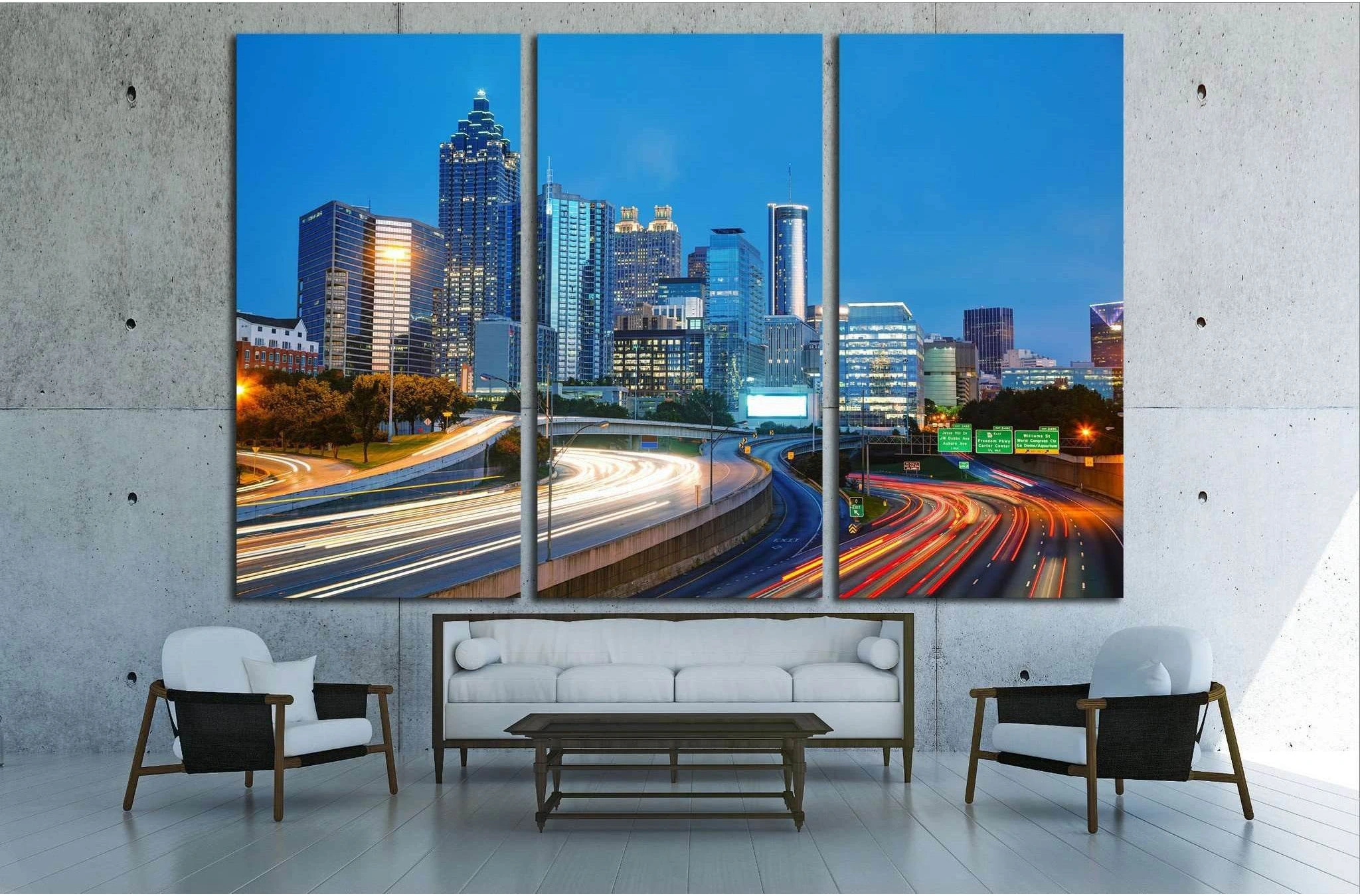 Downtown Atlanta, Georgia at the sunset time №1645 Ready to Hang Canvas Print - Zellart Canvas Prints ALL_Products, s-1645