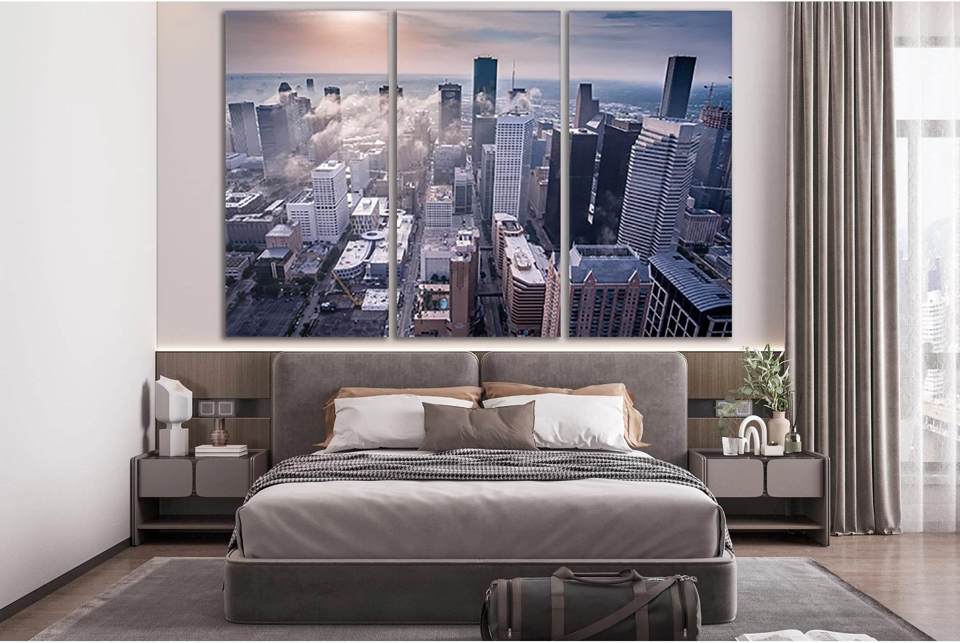 Downtown Houston Texas Skyline №SL332 Ready to Hang Canvas Print - Zellart Canvas Prints 0new, ALL_Products, Cityscapes & Skylines